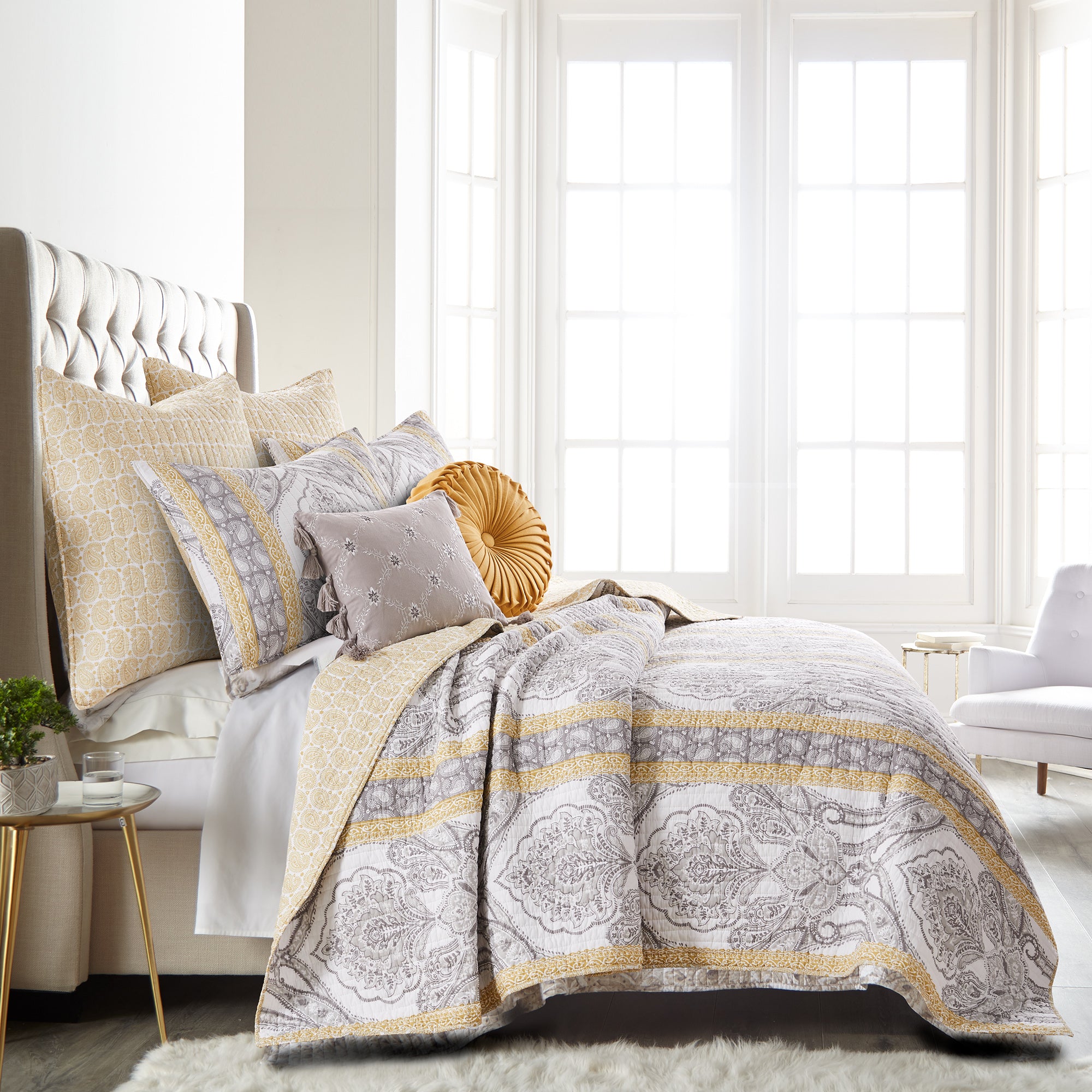 St. Ives Embroidered Decorative Throw Pillow with Elegant Tassels - Perfect for Sofa, Bed & Home Decor Accent
