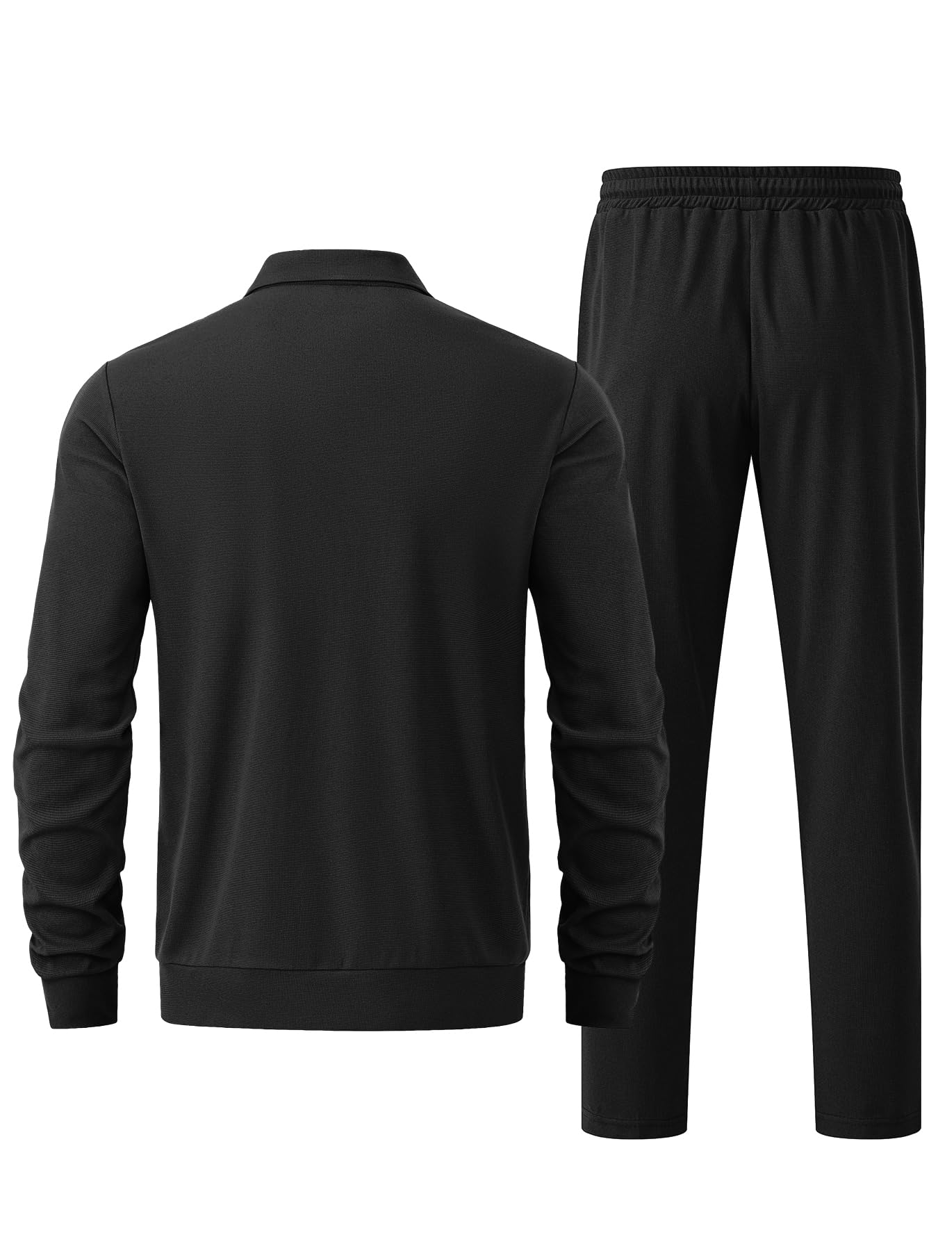 Men's Waffle Knit Tracksuit Set - 2 Piece Long Sleeve Zip Up Hoodie & Jogger Pants - Solid Color Athletic Sweatsuit for Running, Gym, and Casual Wear