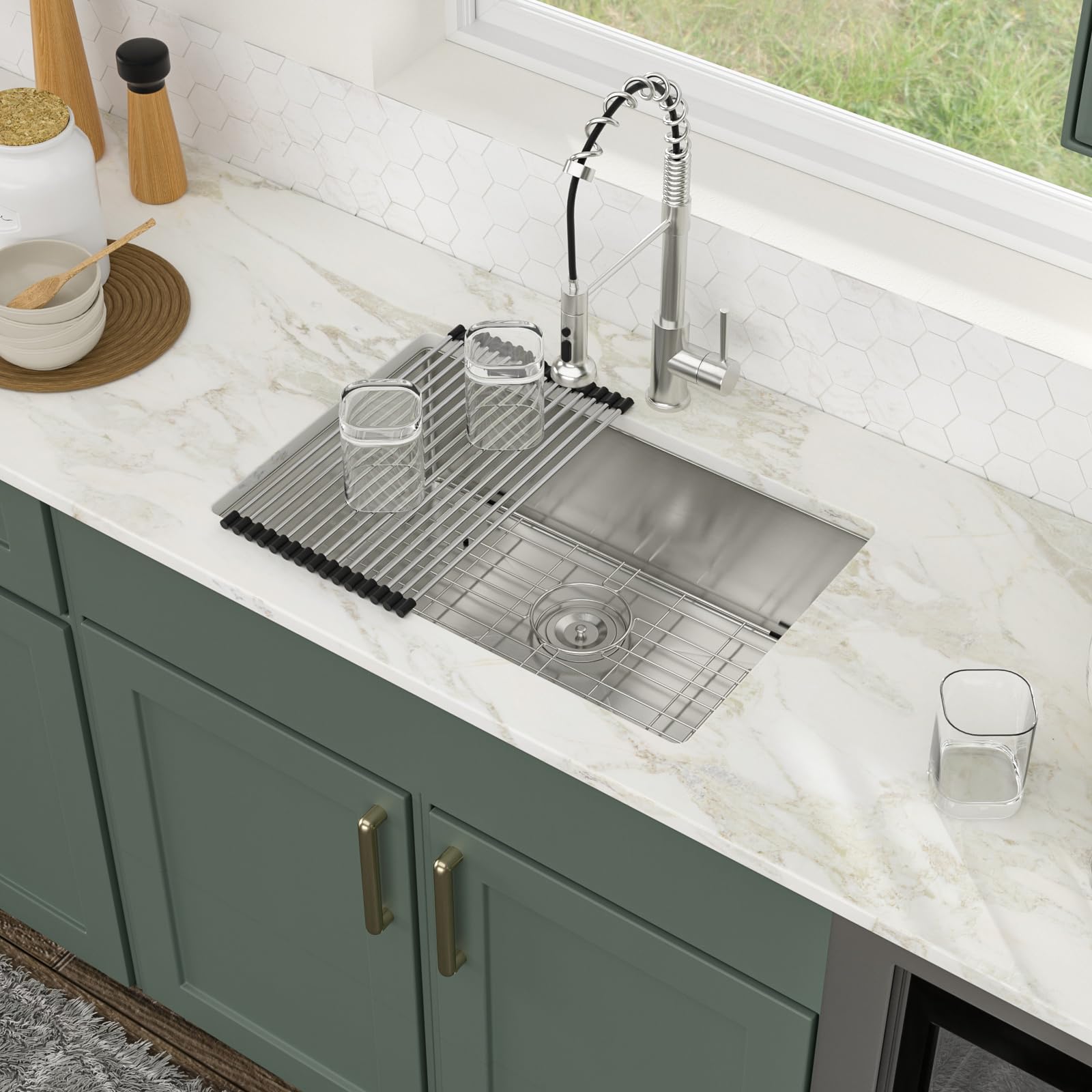 Logmey 26 Inch Undermount Kitchen Sink - 16 Gauge Stainless Steel Single Bowl Sink (26x18x9 Inches) | Handmade for Modern Kitchens | Perfect for Food Prep, Dishwashing & Entertaining