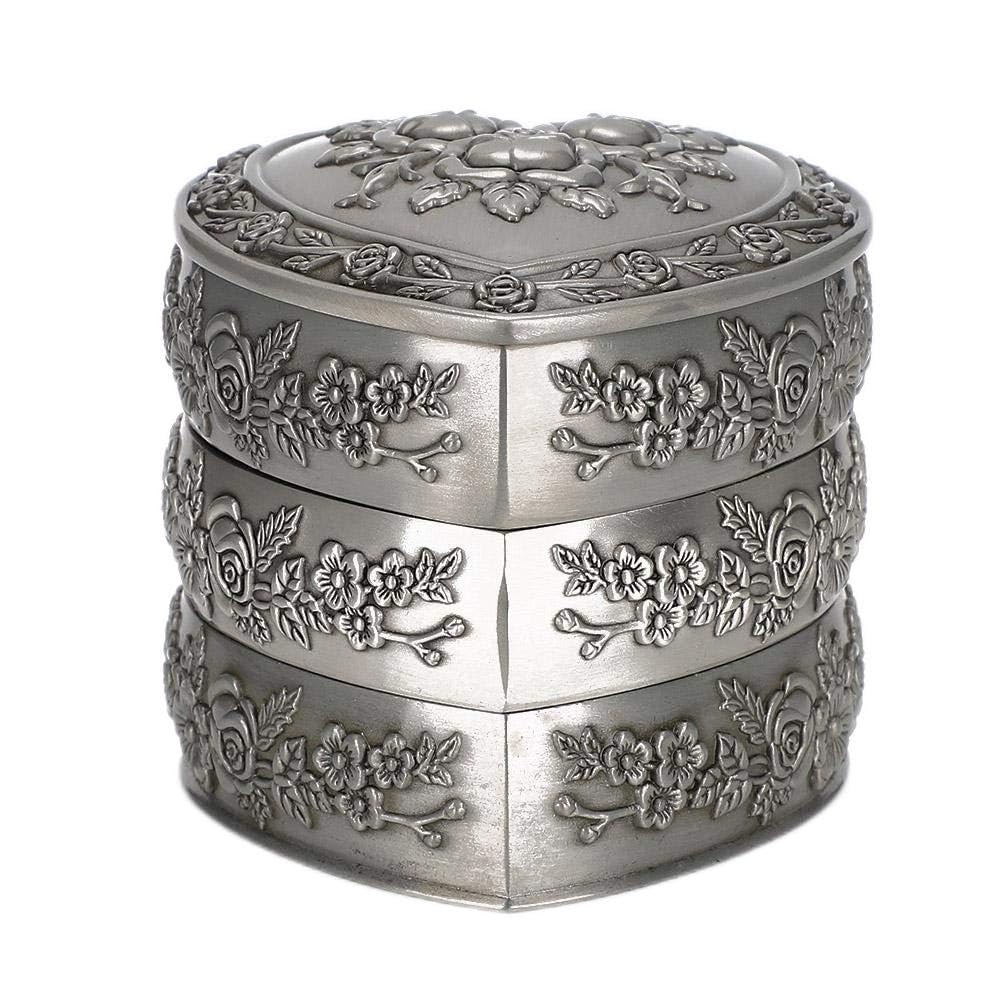 Antique European Style Heart-Shaped Jewelry Box Organizer - 4-Layer Ring & Jewelry Storage Case with Retro Decorative Design | Perfect for Display, Travel & Gift Giving