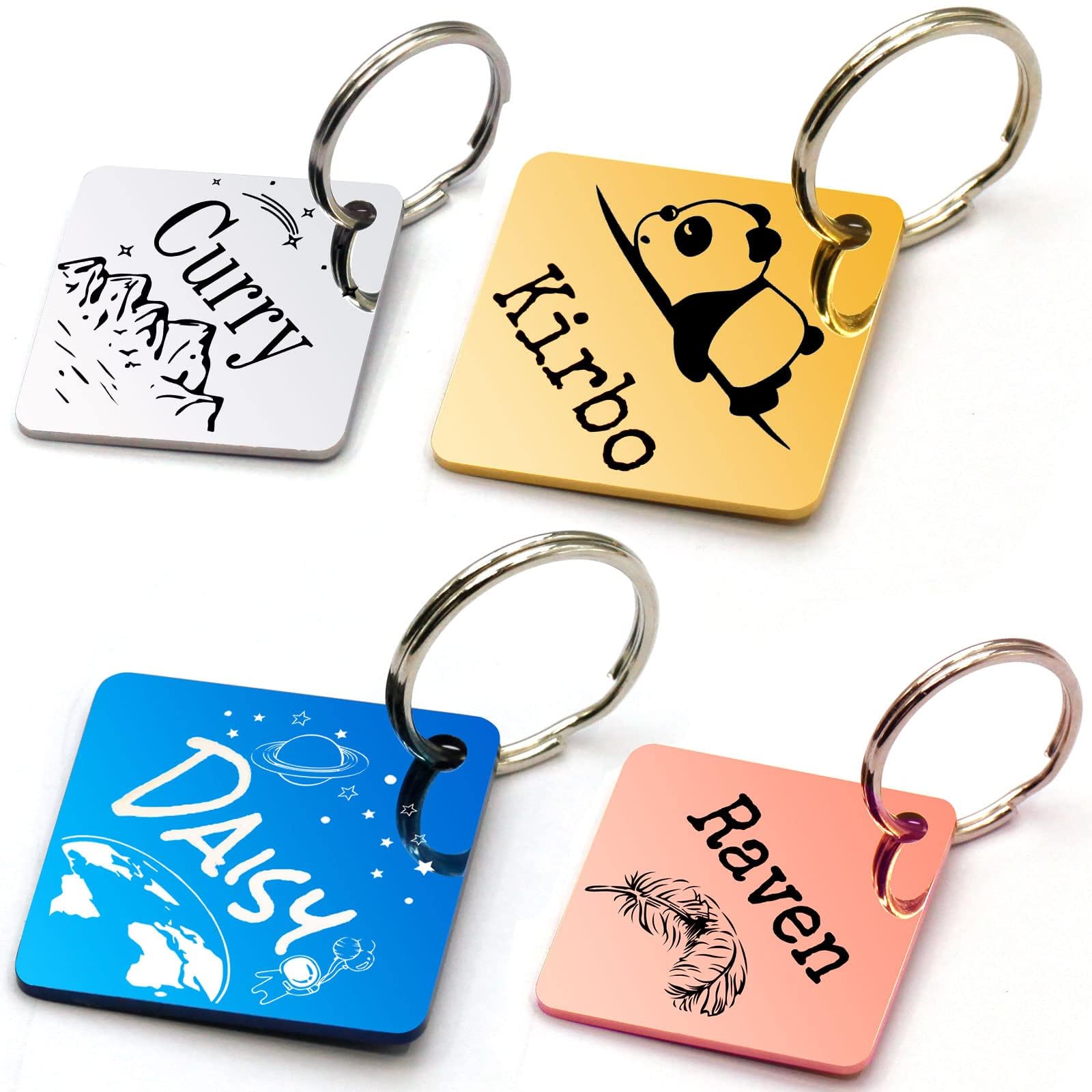 Personalized Stainless Steel Dog & Cat ID Tags - Double Sided Engraved Pet Name Tags with Beautiful Patterns & Fonts | Durable Pet Identification for Dogs, Cats & Small Animals | Perfect for Daily Walks, Travel & Emergency Contact Info