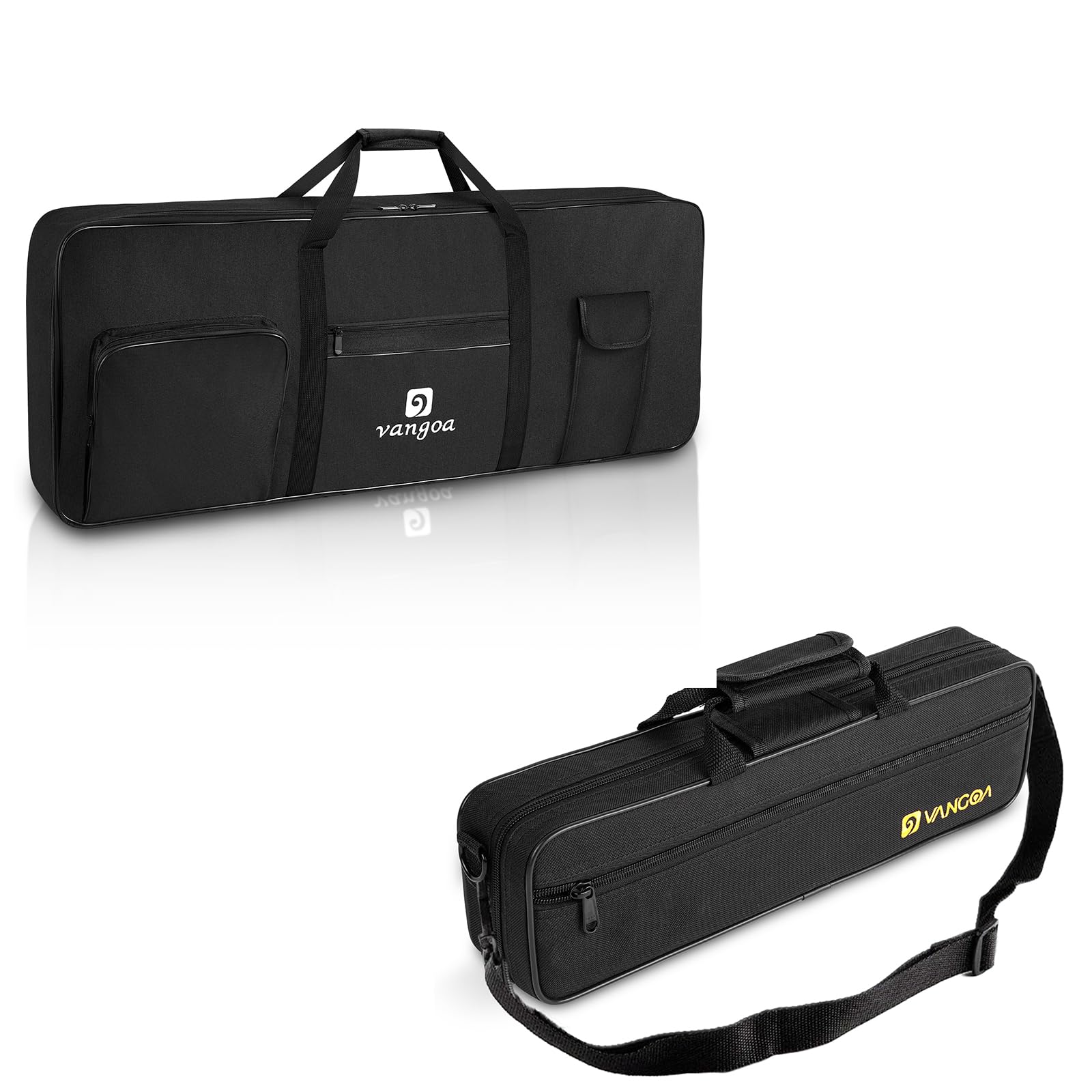 Vangoa 61-Key Portable Keyboard Case with Flute Storage - Perfect for Travel, Music Lessons & Home Practice | Durable Protective Cover for Electronic Piano & Woodwind Instrument Accessories