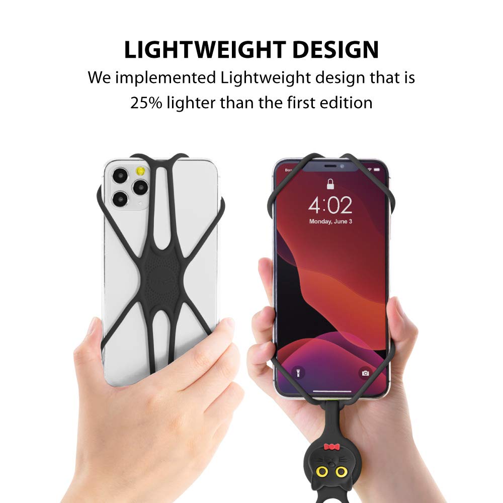 Cute Cartoon Cat Phone Lanyard with Card Slot & Pocket - Adjustable Silicone Neck Strap for Smartphones - Universal Phone Holder for iPhone, Samsung, Android - Perfect for Work, Travel, Shopping & Events (Miao Cat Design)