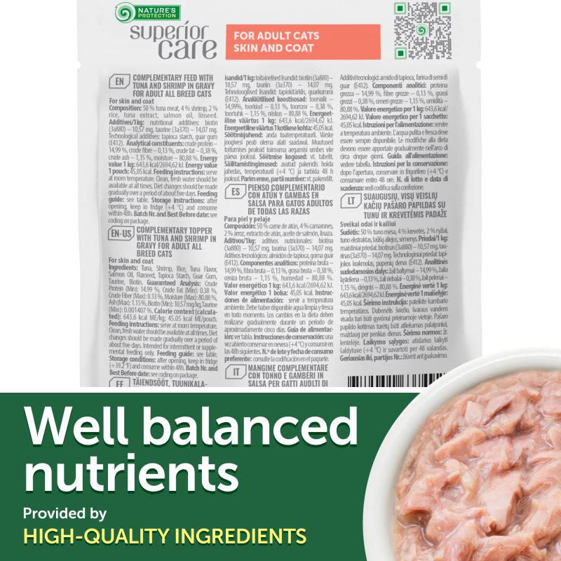 Premium Tuna & Shrimp Wet Cat Food for Adult Cats - All Breeds, Grain-Free Recipe - Perfect for Picky Eaters & Senior Cats at Mealtime