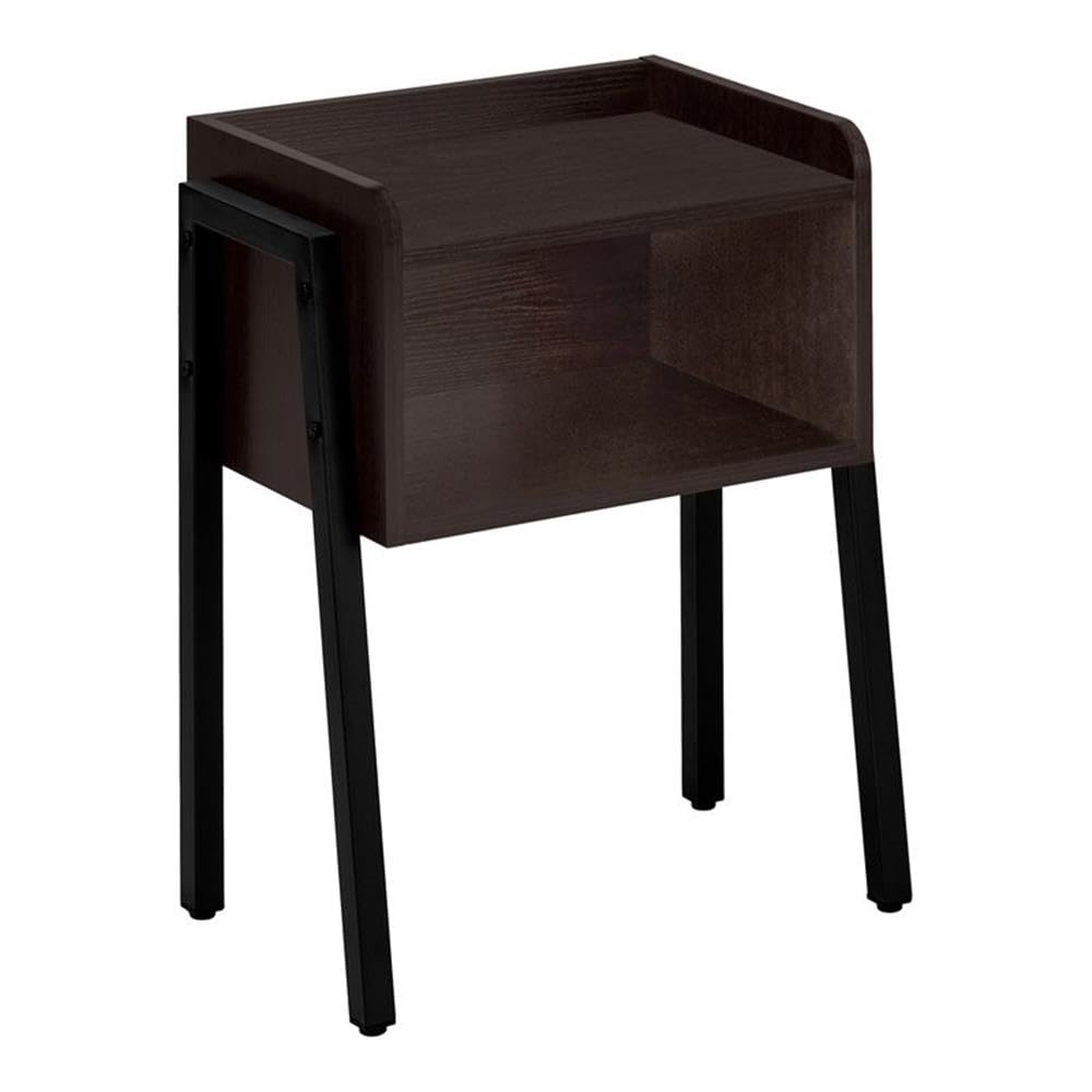 Monarch Specialties 3593 Accent Table - Modern Side Table, End Table, Nightstand with Metal Frame & Laminate Top in Espresso Brown & Black - Perfect for Living Room, Bedroom, Office or Dorm - 18.5