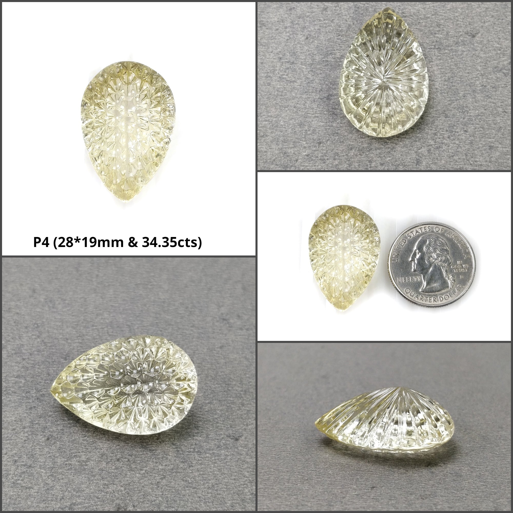 Natural Untreated Yellow Citrine Gemstone Carving - Oval & Pear Cushion Shape Hand Carved for Jewelry Making & Spiritual Healing | Perfect for Necklaces, Rings & Meditation
