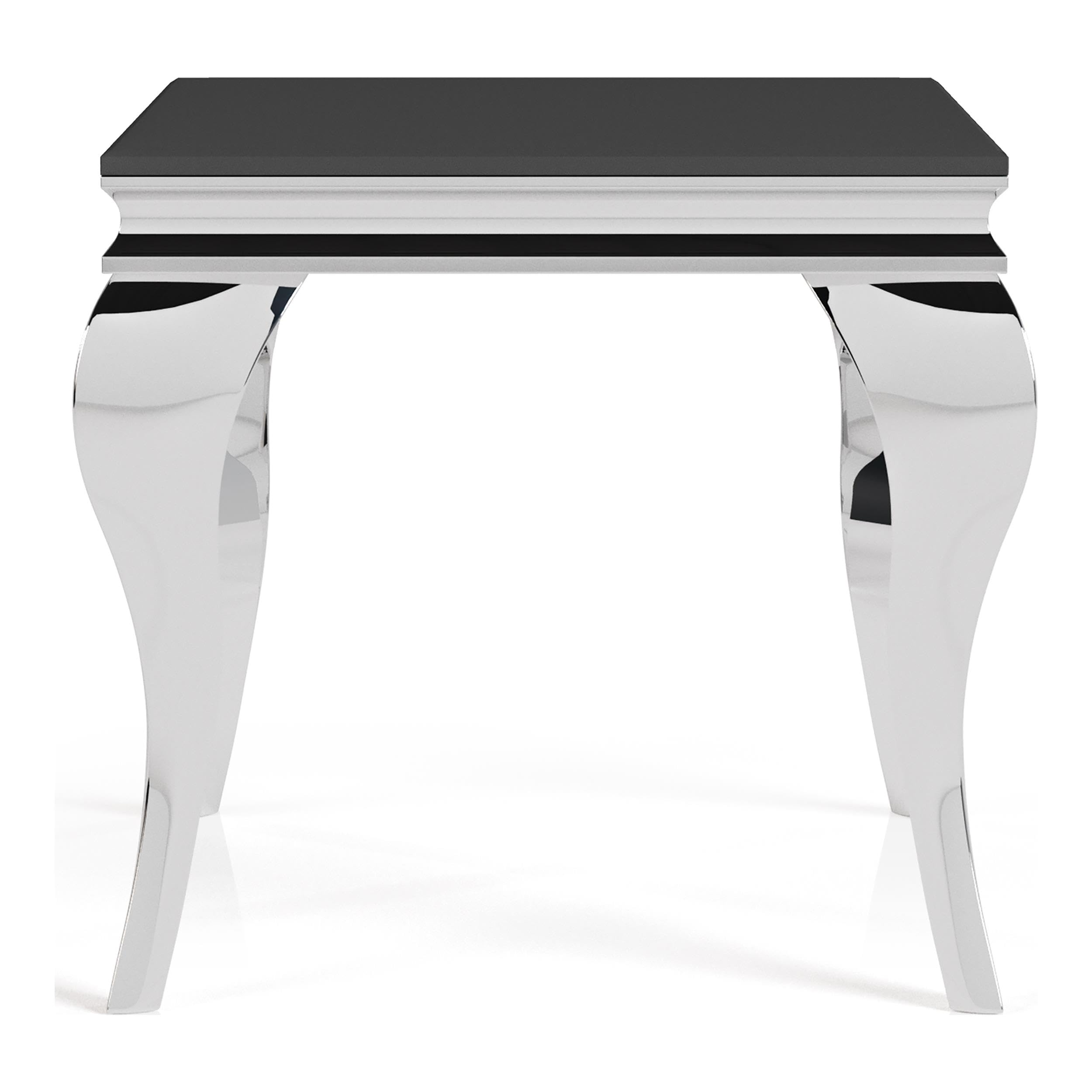 Furniture of America Alang Glam Glass Top End Table - Black & Silver Accent Table for Living Room, Bedroom, or Office Decor