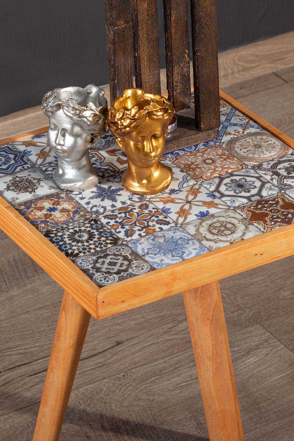 Comfyt Solid Wood Nesting Table Set - Coffee Table, Side Table, End Table, Nightstand & Bedside Table with Mexican Tile Design - Perfect for Living Room, Bedroom & Home Decor Essentials