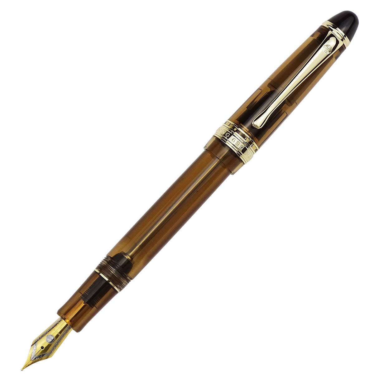 Lanxivi 699 Vacuum Fountain Pen - Fine Nib, Brown Acrylic for Writing & Calligraphy