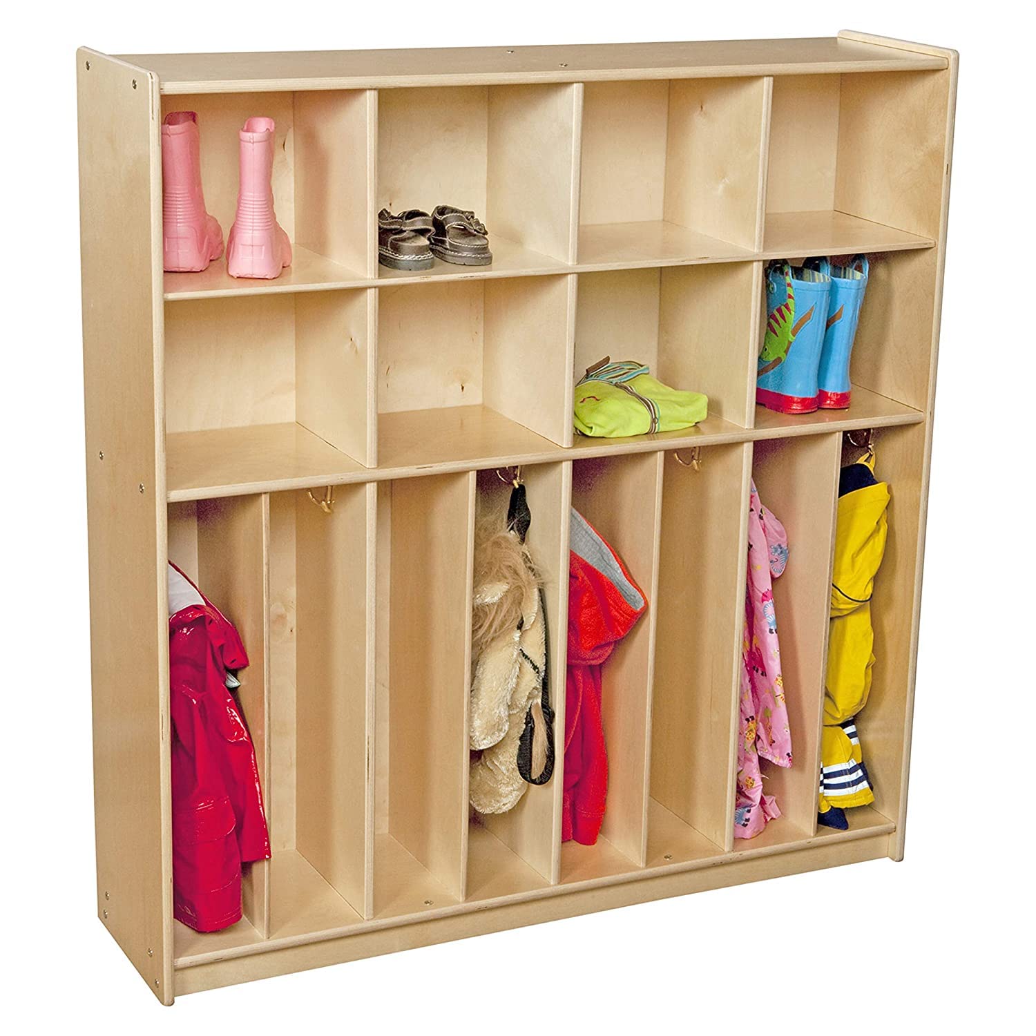 Contender 8-Section Locker Organizer Shelf - Small Locker Storage, Classroom Coat Rack & Indoor Mailbox Organizer - Montessori Toddler Shoe Storage - Fully Assembled - Perfect for Schools, Dorms & Home Organization