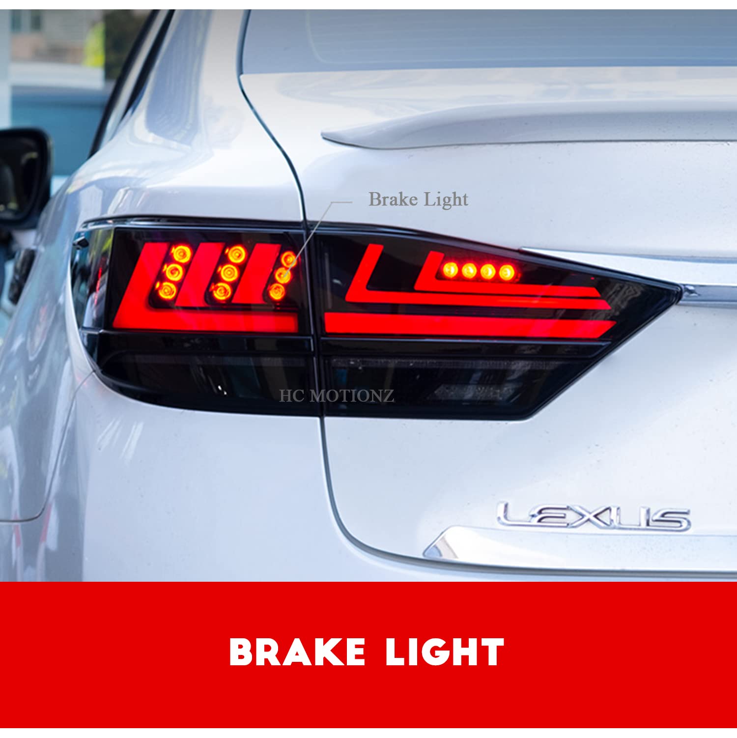 HCMOTIONZ LED Tail Lights Assembly for Lexus ES350 ES300h 2013-2018 - Dynamic Turn Signal Brake Light with Startup Animation | Rear Lamps Replacement | Enhanced Nighttime Visibility & Style Upgrade