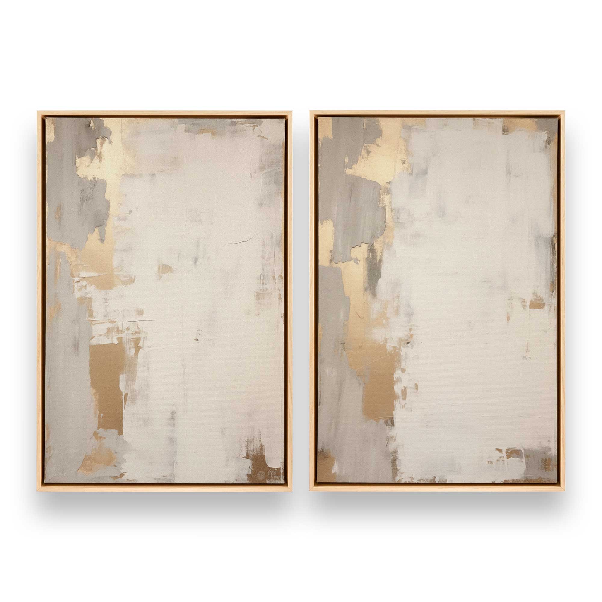 Golden Haze Canvas Wall Art - Set of 2 Modern Abstract Prints for Living Room, Bedroom & Office Decor