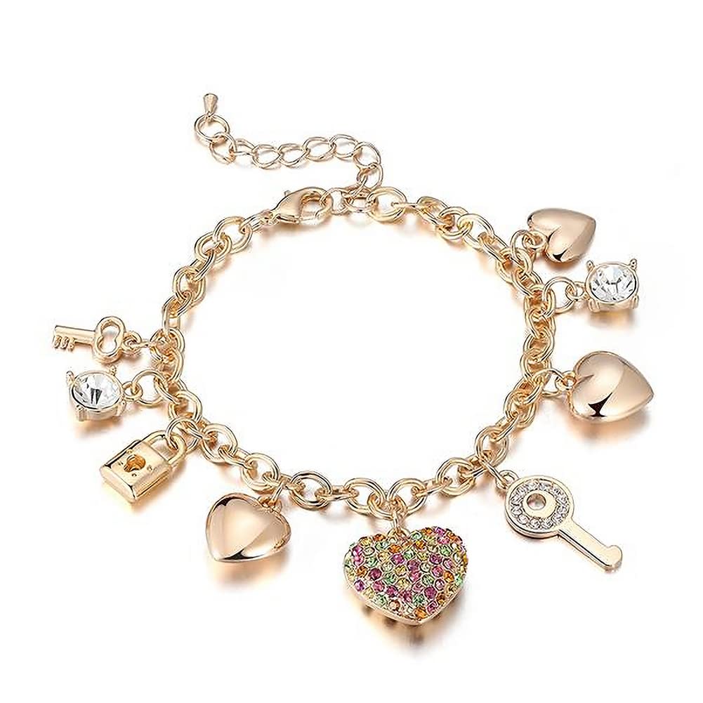 SILANER 14K Gold Plated Chain Link Bracelet for Women - 7
