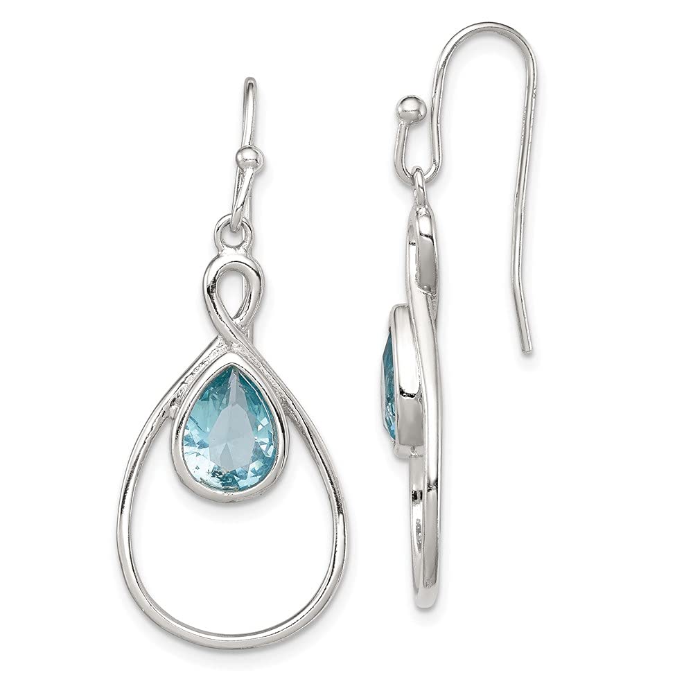 925 Sterling Silver Aquamarine Glass Shepherd Hook Earrings for Women - Hypoallergenic Dangle Earrings for Everyday Wear, Parties & Gifts