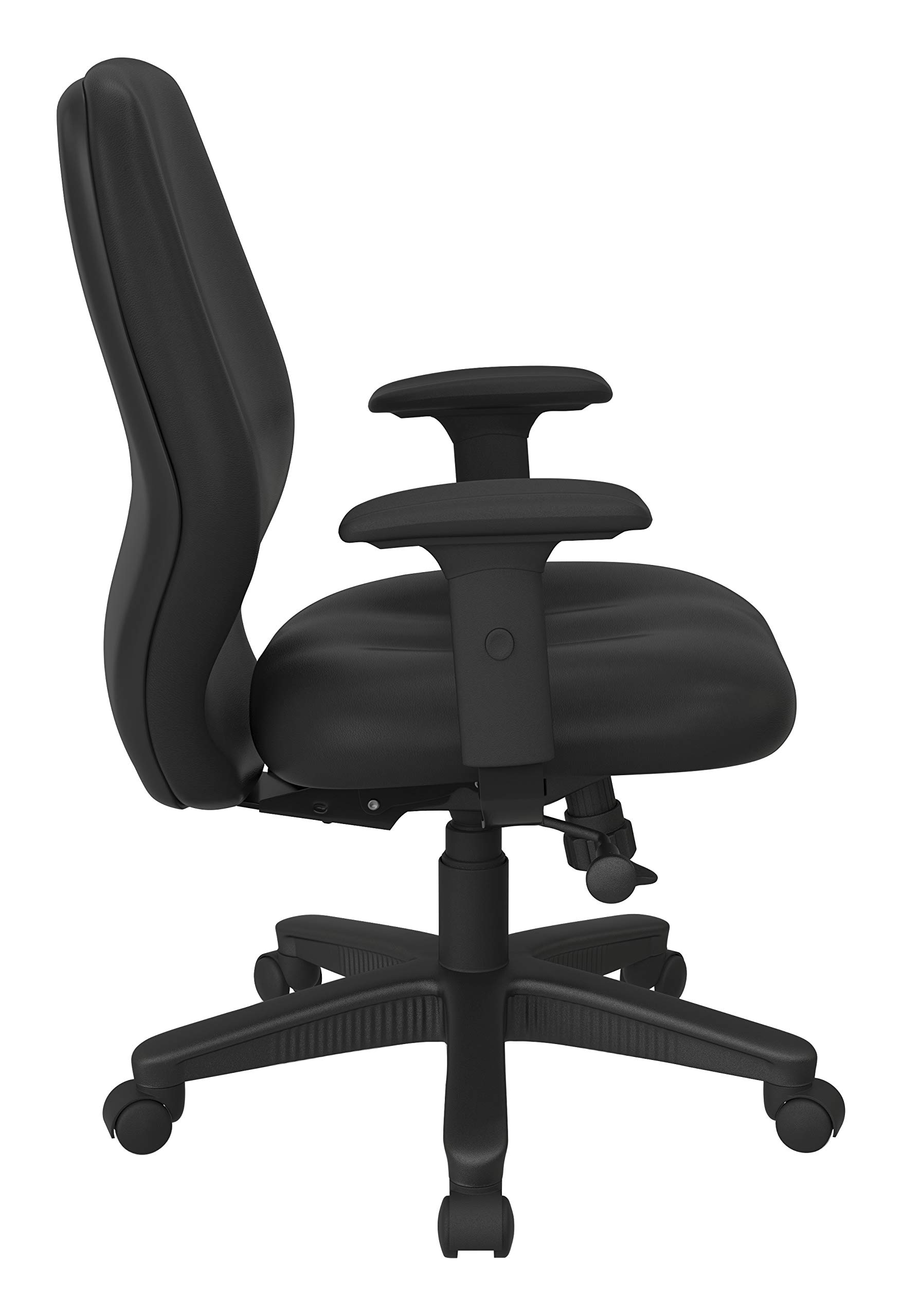 Office Star Ergonomic Mid Back Office Chair with 2-to-1 Synchro Tilt & Adjustable Padded Arms - Dillon Black Fabric - Perfect for Home Office, Workstation & Long Hours Sitting