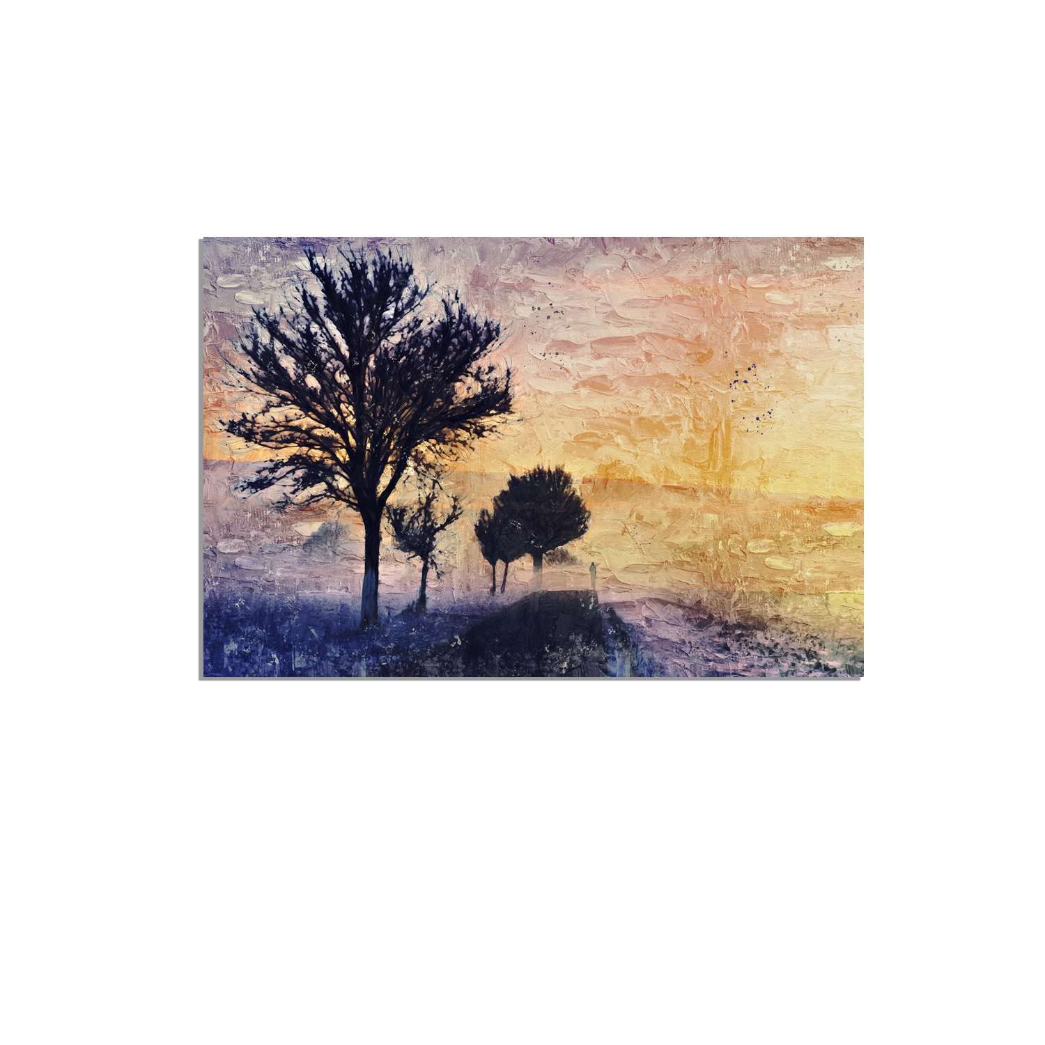 Winter Fog Painting - Early Morning Dawn Sunset Canvas Wall Art Print 20x30 Inch for Living Room, Office, Dining Room & Kitchen Decor | Nature Landscape Home Wall Decor