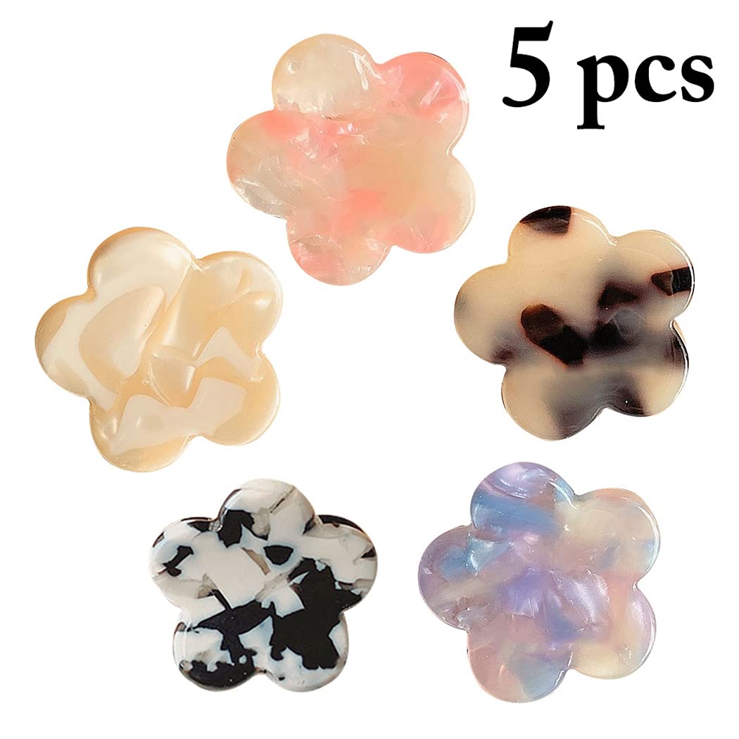 YHomU Mini Hair Claw Clips 5PCS - Non-Slip Flower Decorative Hair Clips for Women, Cute Hair Accessories for Bangs & Updos, Fashion Jaw Clips for Daily Use, Work & Special Occasions