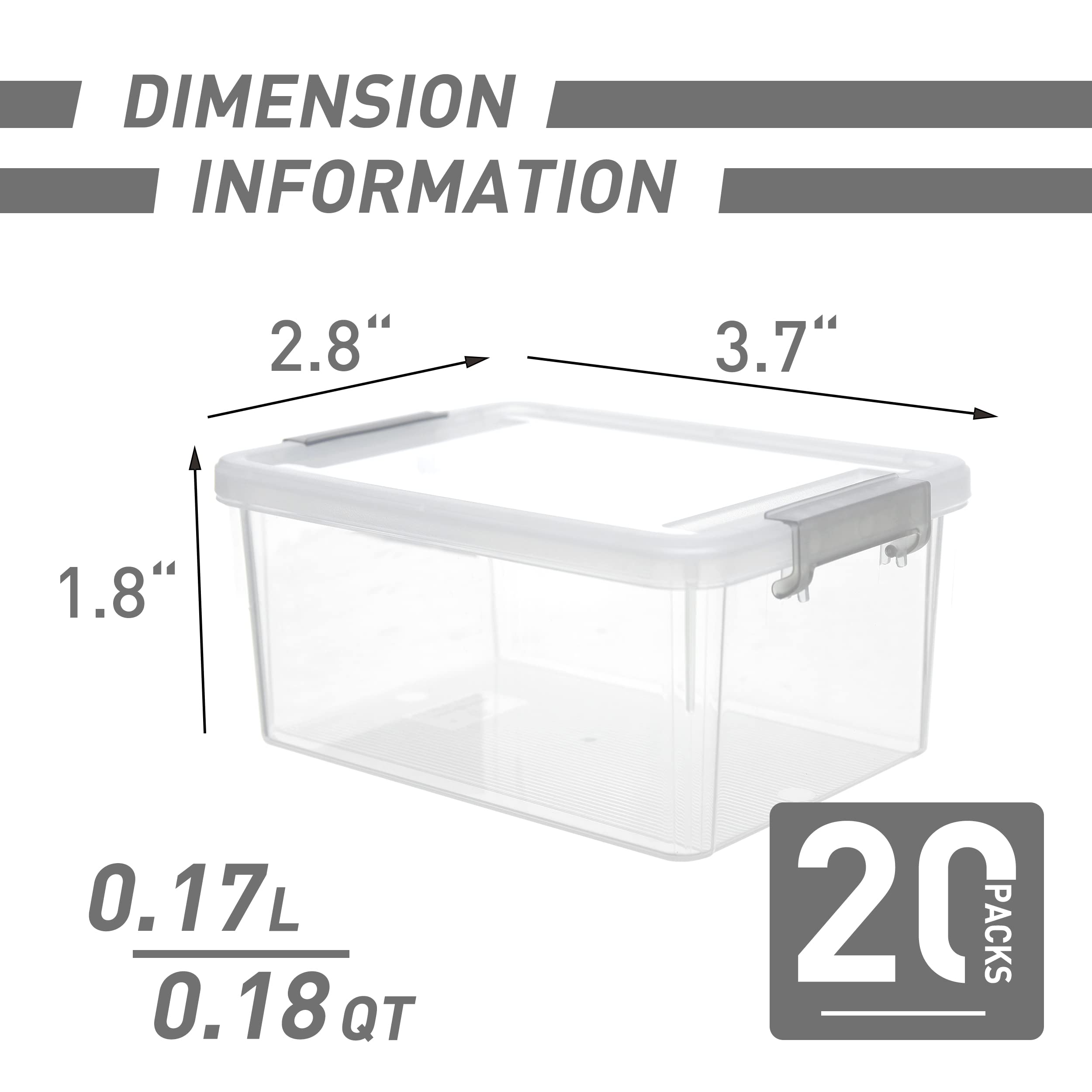 20-Pack 0.18 QT Clear Plastic Bead Organizer Boxes & 10-Pack 1.3 QT Small Stackable Storage Bins with Lids - Jewelry Making, Craft Supplies, Office & Home Organization Solution