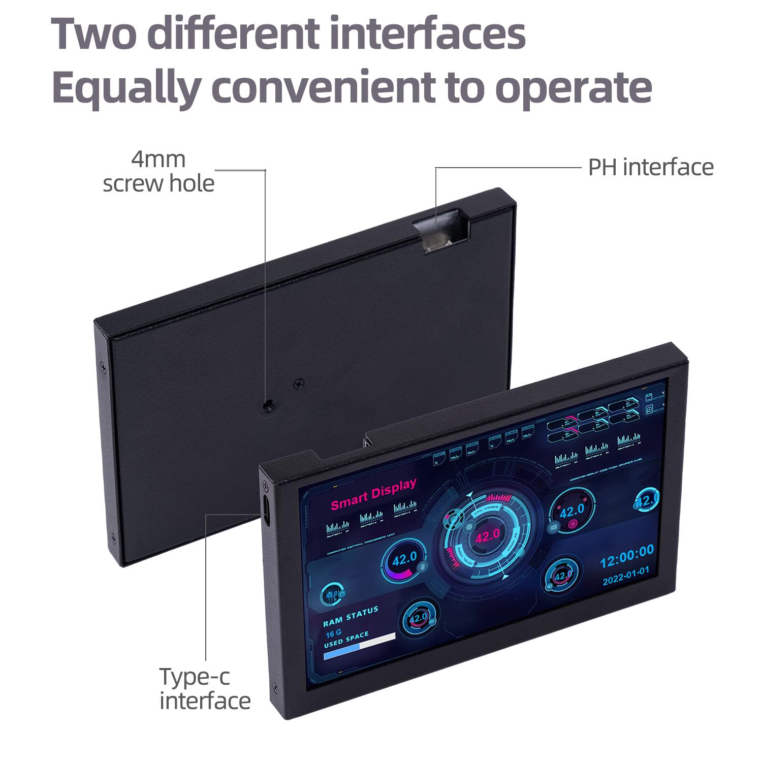 5 Inch IPS LCD Monitor Screen with AIDA64 Driver Control Card - Easy-to-Use Secondary Display for ITX PC Case | Perfect for System Monitoring, Gaming Rigs & Compact Computer Setups