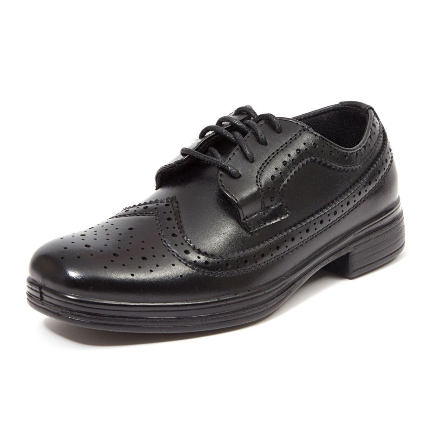 Deer Stags Boys' Ace Formal Dress Shoes - Wingtip Brogue Oxford for Church, School Uniform & Graduation - Comfortable Leather Dress Shoes for Kids - Perfect for Weddings, First Communion & Special Occasions