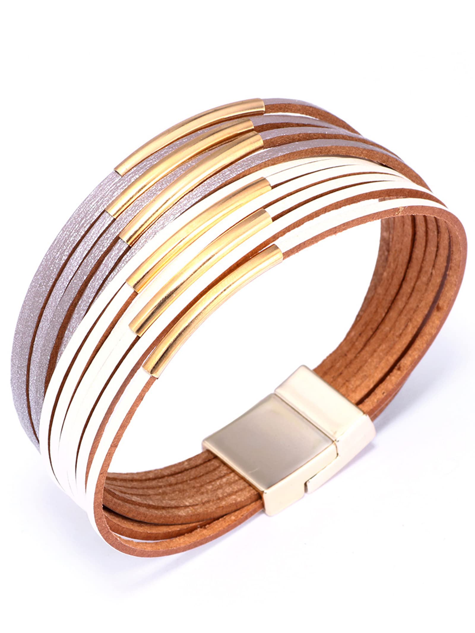 Boho Leather Wrap Bracelets for Women - Trendy Stackable Infinity Bracelet with Clasp - Perfect for Layering & Everyday Boho Chic Style