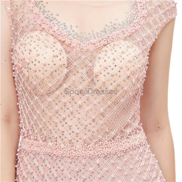 Elegant Peach Lace Beaded Mermaid Prom Dress with Cap Sleeves - Perfect for Evening Parties, Formal Dances & Special Occasions | Style 12046
