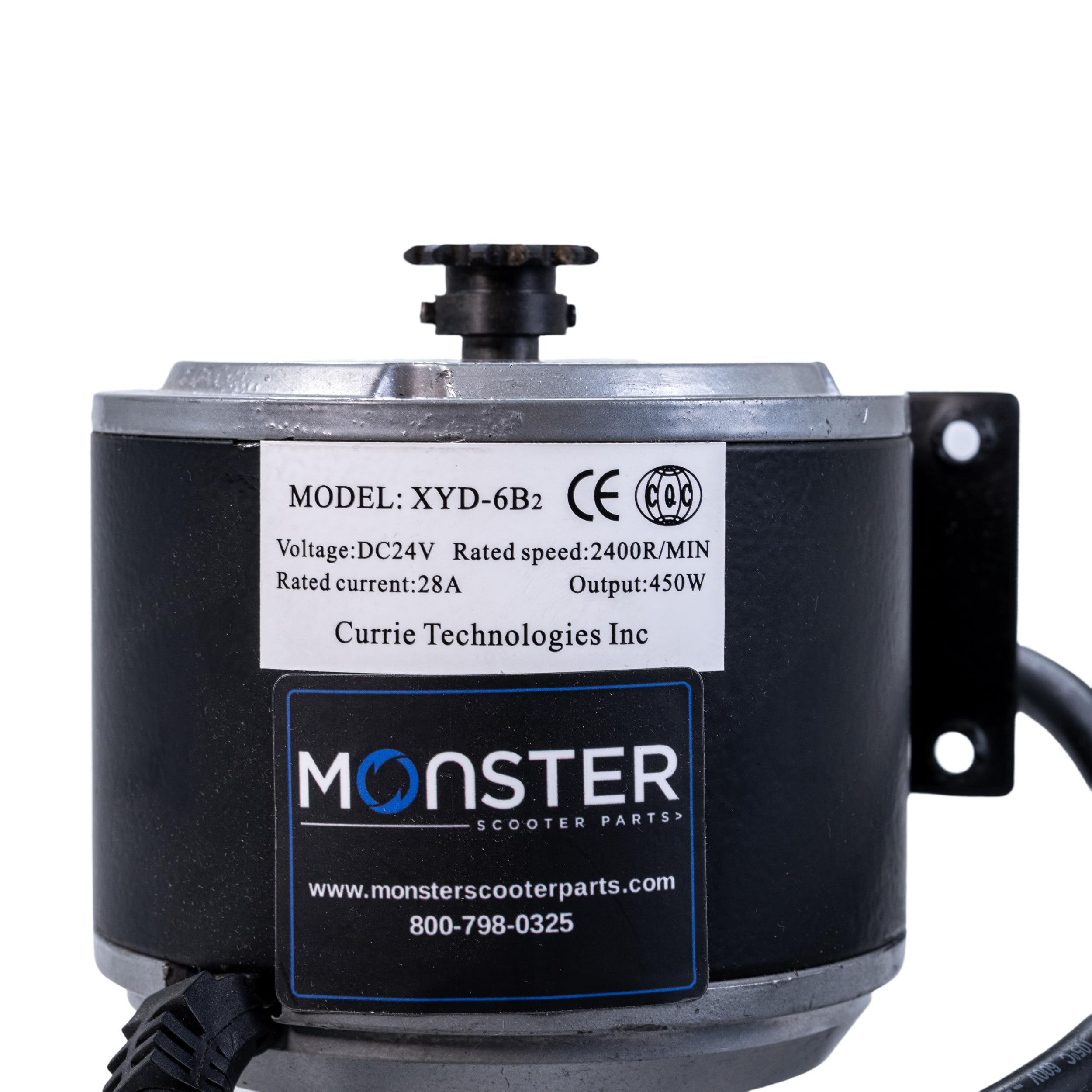 AlveyTech 24V 450W XYD-6B2 DC Earth Magnet Electric Motor with 11T #25 Chain Sprocket - Compatible with Currie eZip E-450 Electric Scooter - Perfect for Scooter Upgrades, DIY Projects & Electric Vehicle Conversions