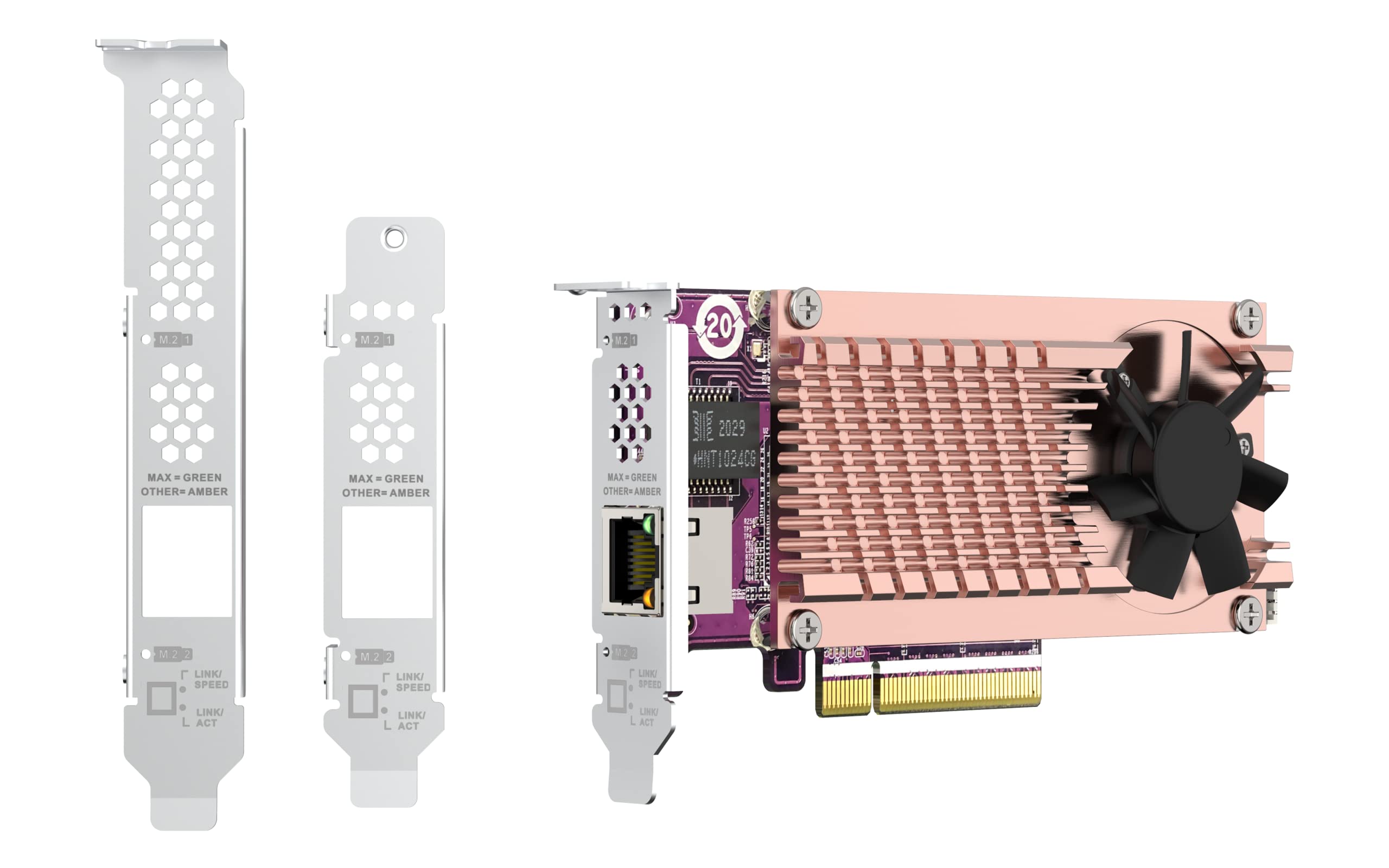 QNAP QM2-2P10G1TB Dual PCIe Gen3 NVMe SSD & 10GbE Network Expansion Card (10G/5G/2.5G/1G/100M) - Boost NAS Performance for 4K Video Editing & Data Center Applications