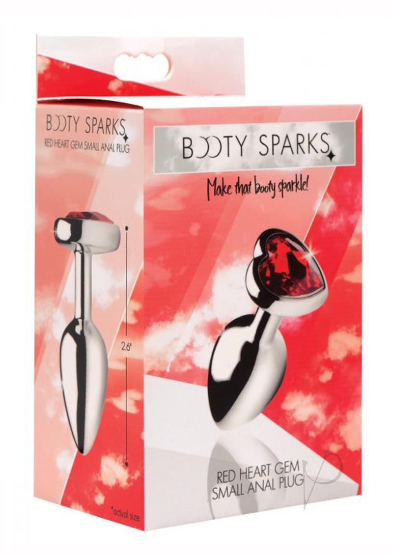 Booty Sparks Heart Gem Small Anal Plug - Red | Comfortable & Discreet Beginner Butt Plug for Women & Men | Perfect for Couples Play, Sensual Massage & Intimate Gifts