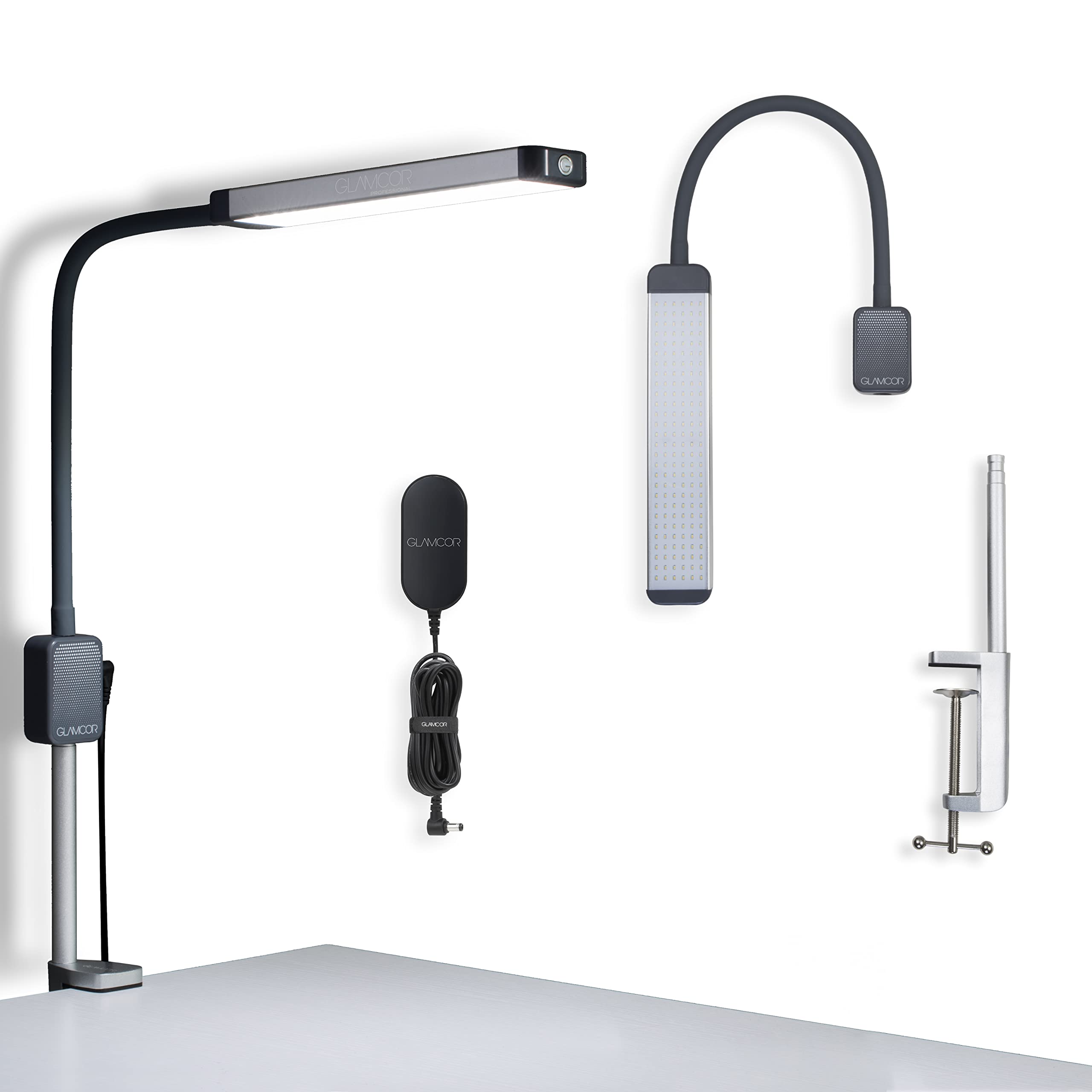 Professional Reveal Light Kit for Lash Extensions, Manicure & Pedicure - Adjustable LED Table Mount Clamp Light (Grey) - Perfect for Salon, Spa & Home Beauty Treatments