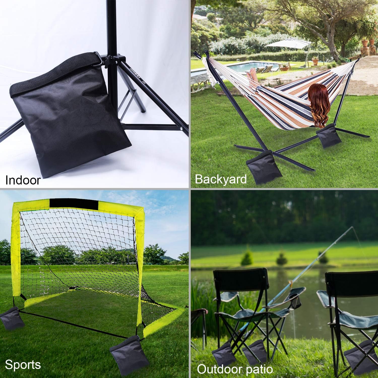 ABCCANOPY 4-Pack Black Sandbag Weights for Photography & Video Stands - Secure Equipment Outdoors & in Studios