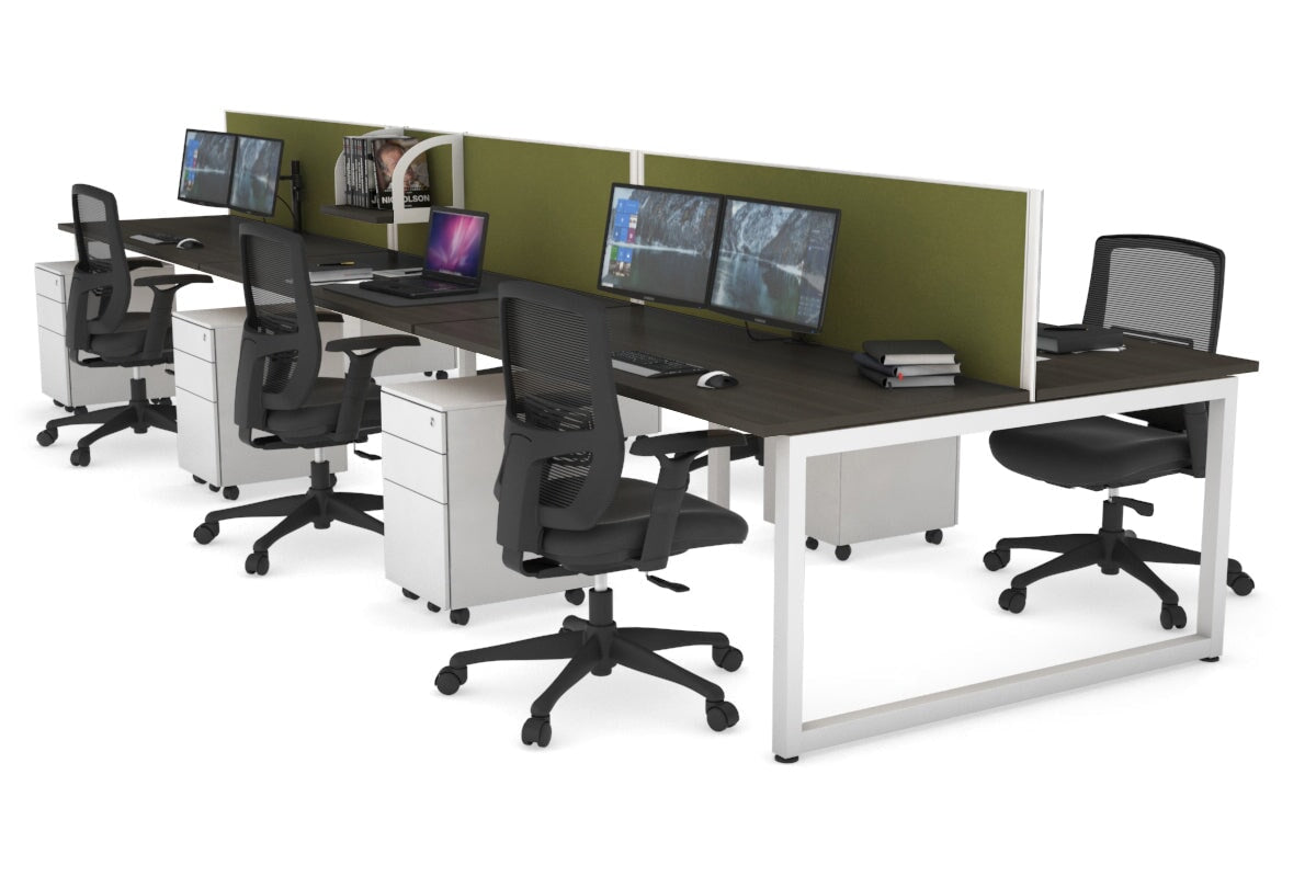 Quadro Loop Legs 6-Person Office Workstation Desk [1800L x 700W] - Modern Collaborative Workspace Solution for Team Projects & Open Office Layouts