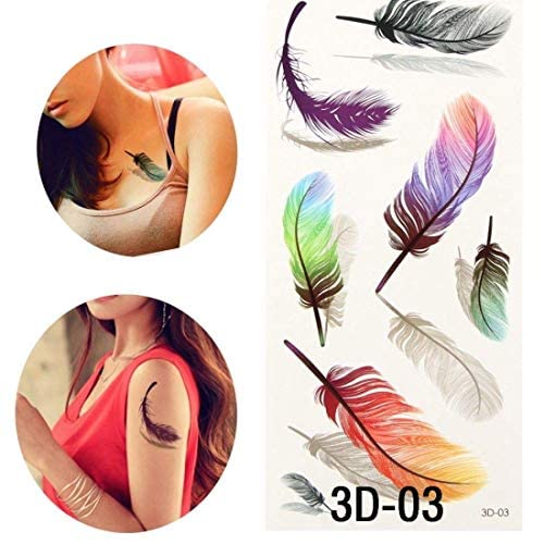 Colorful Feathers Temporary Tattoos - Waterproof Mini Body Art Stickers for Festivals, Parties & Summer Beach Days