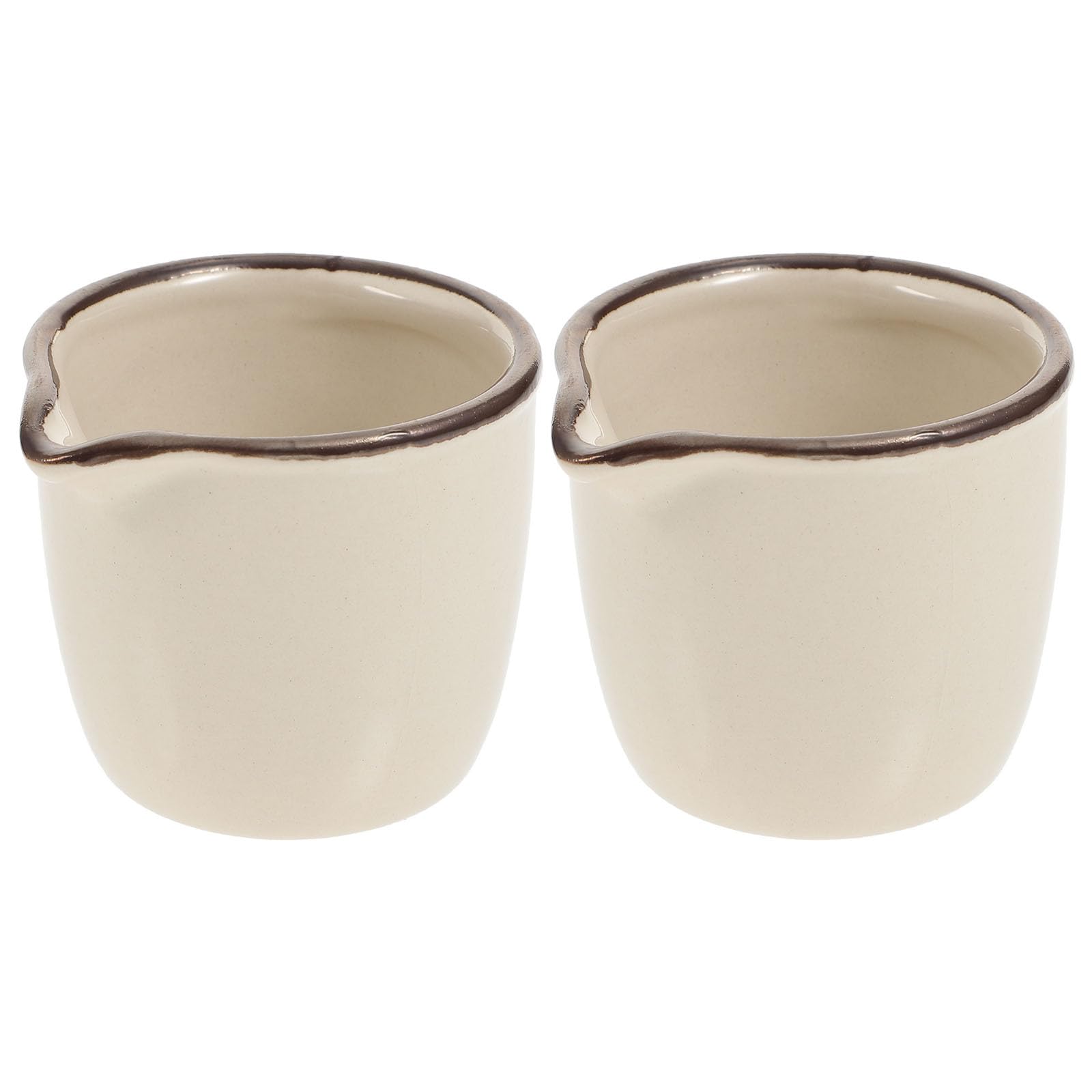 Hemoton 2-Pack 40ml Mini Ceramic Creamer Pitcher - Small Coffee Milk Pouring Cup with Handle, White Espresso Creamer for Home, Cafe & Restaurant | Perfect for Latte Art, Coffee Brewing & Sauce Dipping