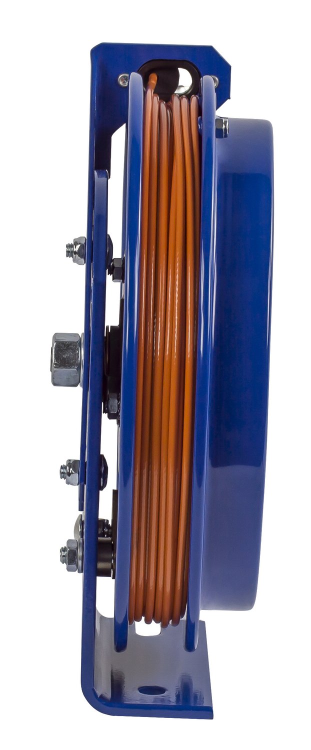 SD-50 Retractable Static Discharge Cable Reel | Heavy Duty Steel Construction | 50ft Length | Easy Maintenance Compact Design | Made in USA | Blue - Perfect for Industrial Workplaces, Manufacturing Facilities & Hazardous Environments