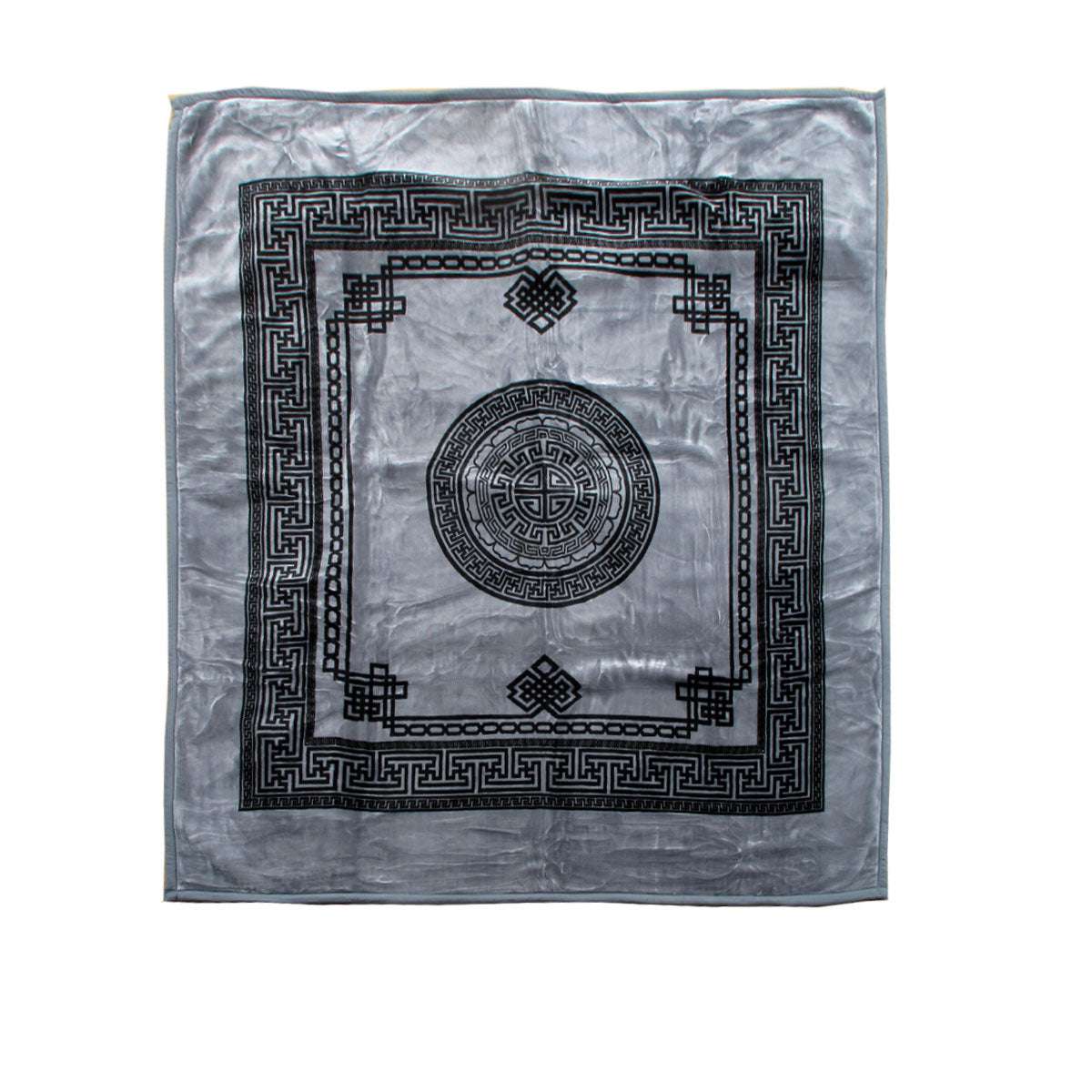 1000GSM Olympia Greek Key Luxury 2-Ply Mink Blanket Queen Size - Soft Warm Bedding for Winter, Shark Grey - Perfect for Couples, Guest Rooms & Cozy Home Decor