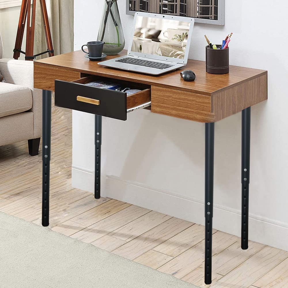 Adjustable Table Legs 22-36 inch (55-90cm) - Heavy Duty Metal Desk Legs with Screws for DIY Furniture, Workbench, Dining Table & Office Desk - Set of 4 Black Ø42/38mm - Perfect for Home Office, Craft Room & Workshop Projects