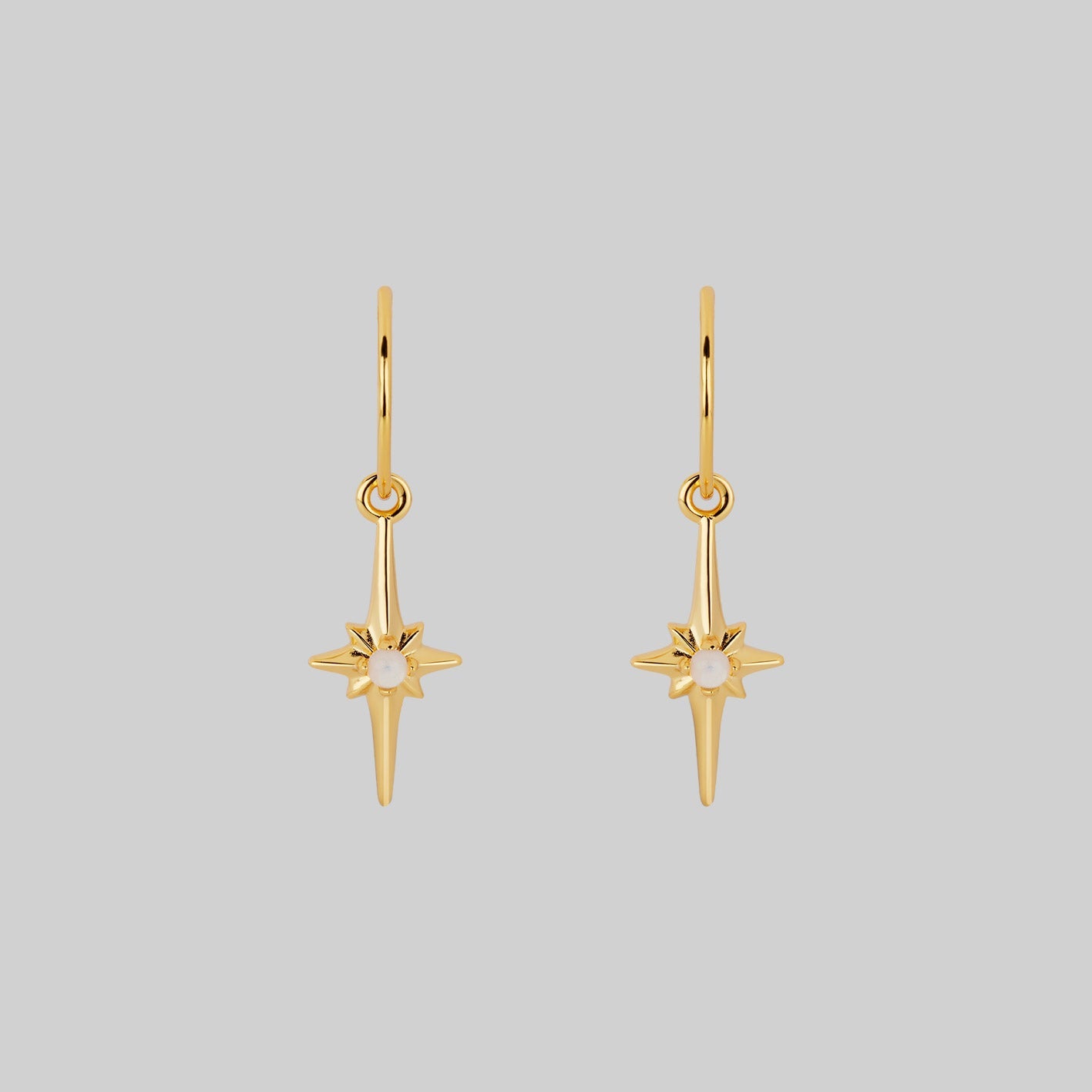 Opalite Hoop Earrings for Women - Gold Star Flare Design, Hypoallergenic Dangle Earrings for Everyday Wear & Special Occasions