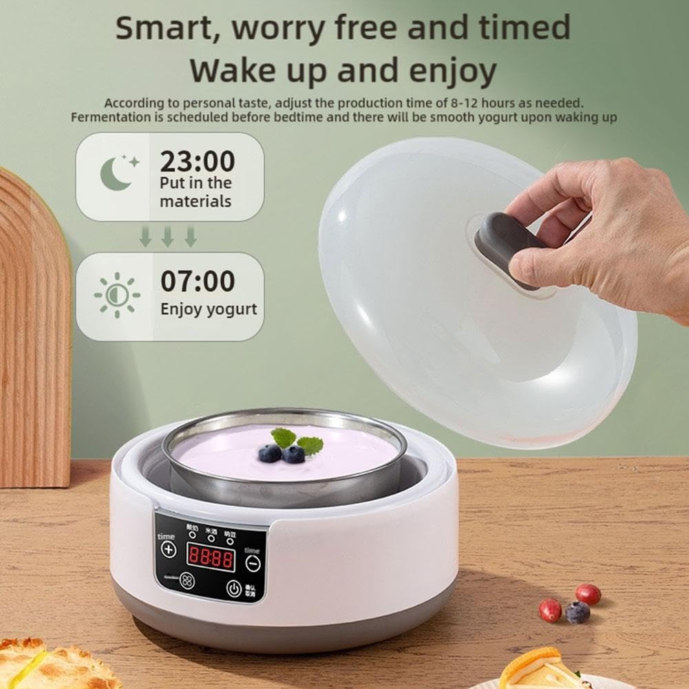 1.2L Automatic Probiotic Yogurt Maker Machine with Adjustable Temperature & Time Control - Healthy Homemade Yogurt in 8-12 Hours - Perfect Wellness Gift for Valentine's Day, Kitchen & Family Use