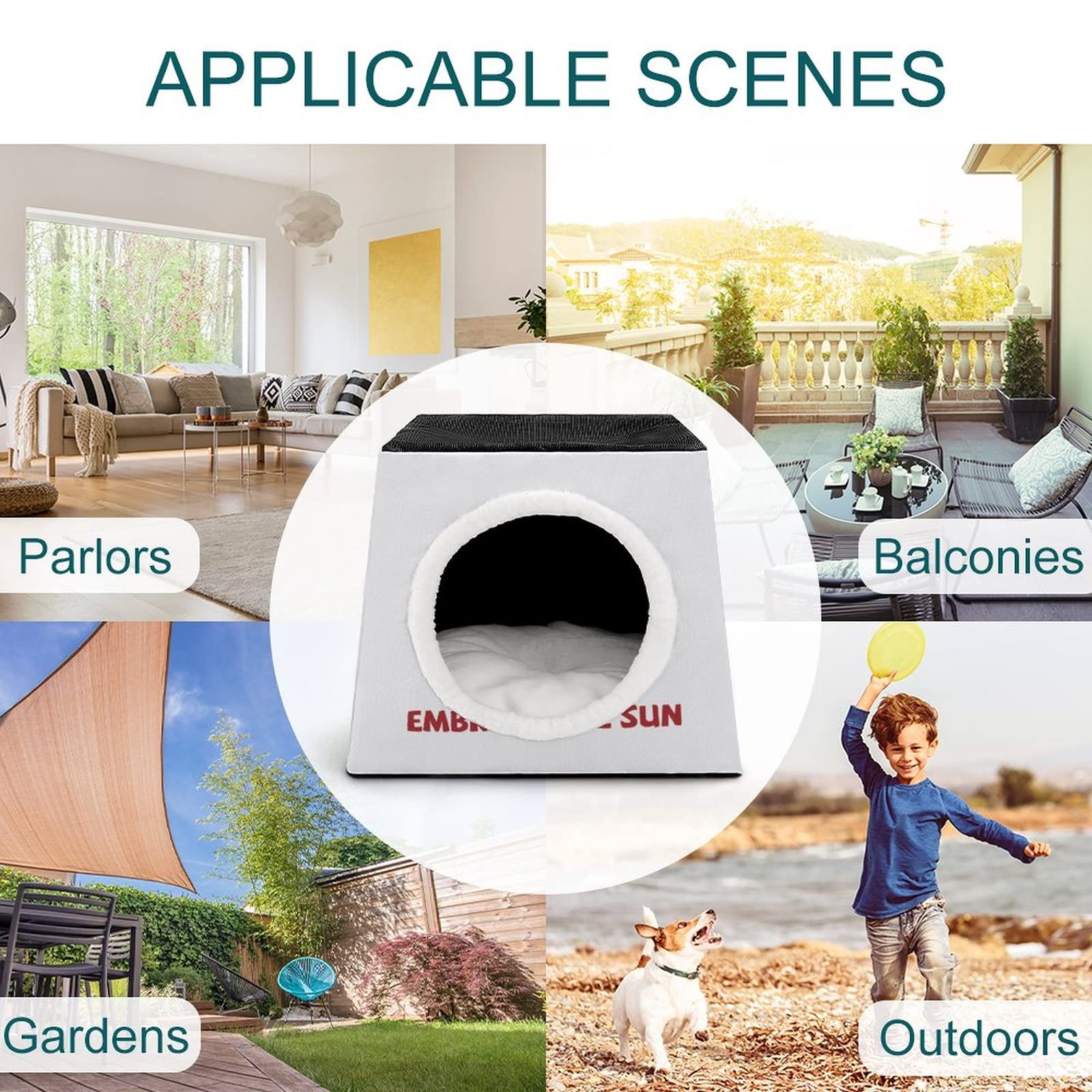 Custom Printed Cat House & Indoor Pet Bed - Cozy Cat Cube Condo with Sunbathing Spot for Kittens & Cats - Perfect for Living Room, Bedroom & Home Decor