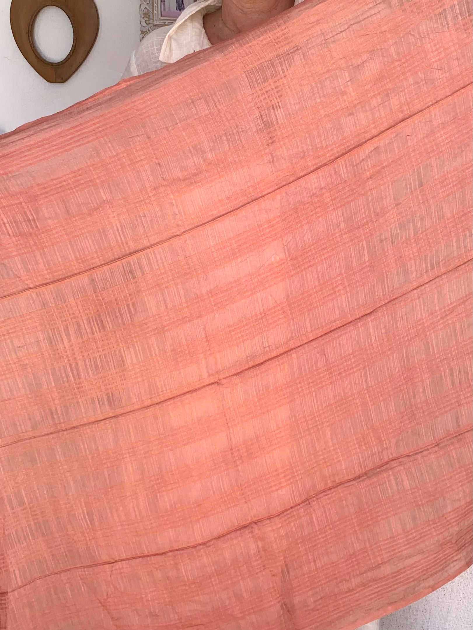 Premium Handwoven Organic Khadi Saffron Red Large Sarong, Pareo, or Dupatta – Perfect for Beach Cover-Ups, Yoga, and Boho Fashion