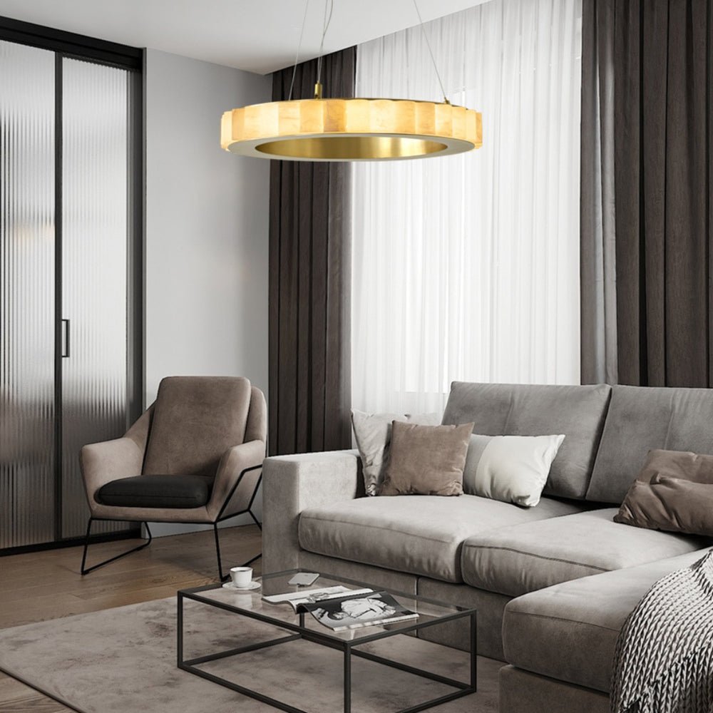 Alabaster Avalon Halo Chandelier - Modern Crystal Ceiling Light Fixture for Dining Room, Living Room & Bedroom | Elegant Lighting for Home Decor