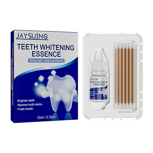 Natural Teeth Whitening Essence for Sensitive Teeth - 10ml Dental Care Kit with Cotton Swabs to Remove Plaque, Yellow Stains & Bad Breath | At-Home Teeth Whitening Solution for Brighter Smile | Perfect for Daily Oral Care & Travel Use