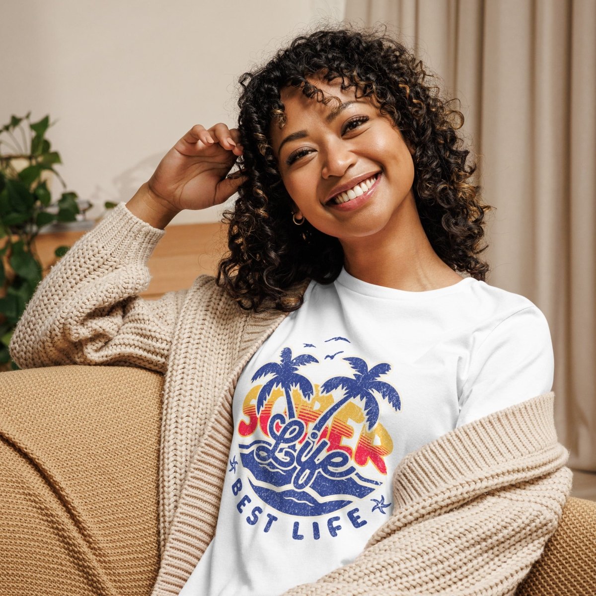Sober Life Best Life Women's Relaxed T-Shirt - Comfortable Casual Tee for Everyday Wear & Sober Living Support