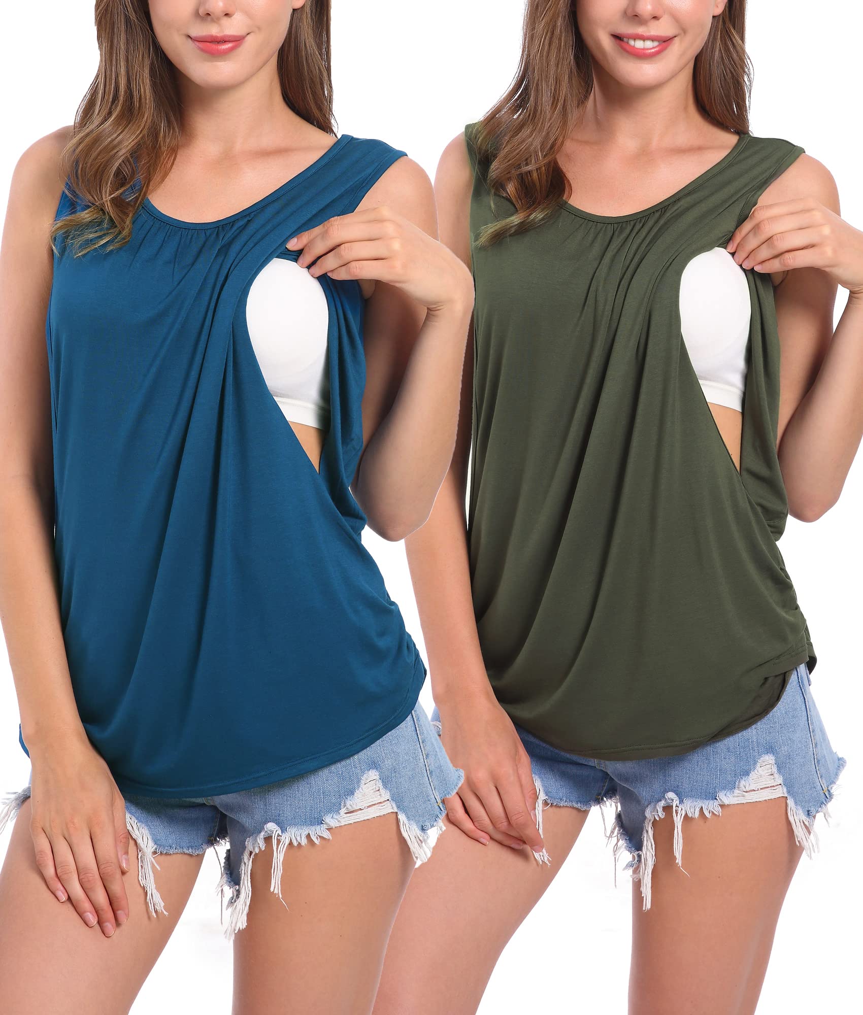 SUIEK Women's Maternity Nursing Tops - Soft Breastfeeding Tank Tops for Pregnancy & Nursing - Comfortable Nursing Tee Shirt for New Moms (Perfect for Daily Wear, Nursing Sessions & Postpartum Comfort)