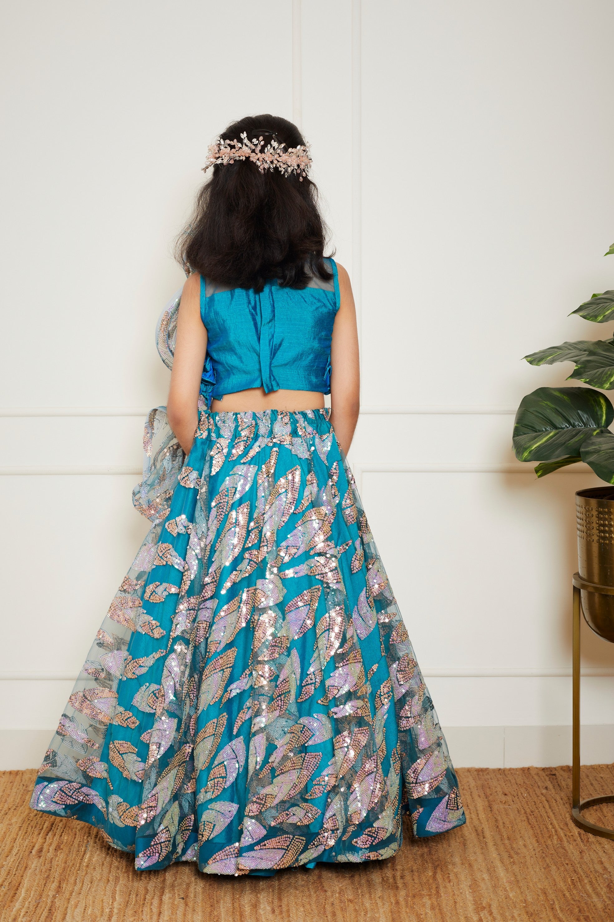 Pre Order: Teal Blue Embroidered Lehenga Choli Set for Women | Traditional Indian Bridal Wear for Weddings & Festivals | Perfect for Sangeet, Mehendi & Reception Ceremonies