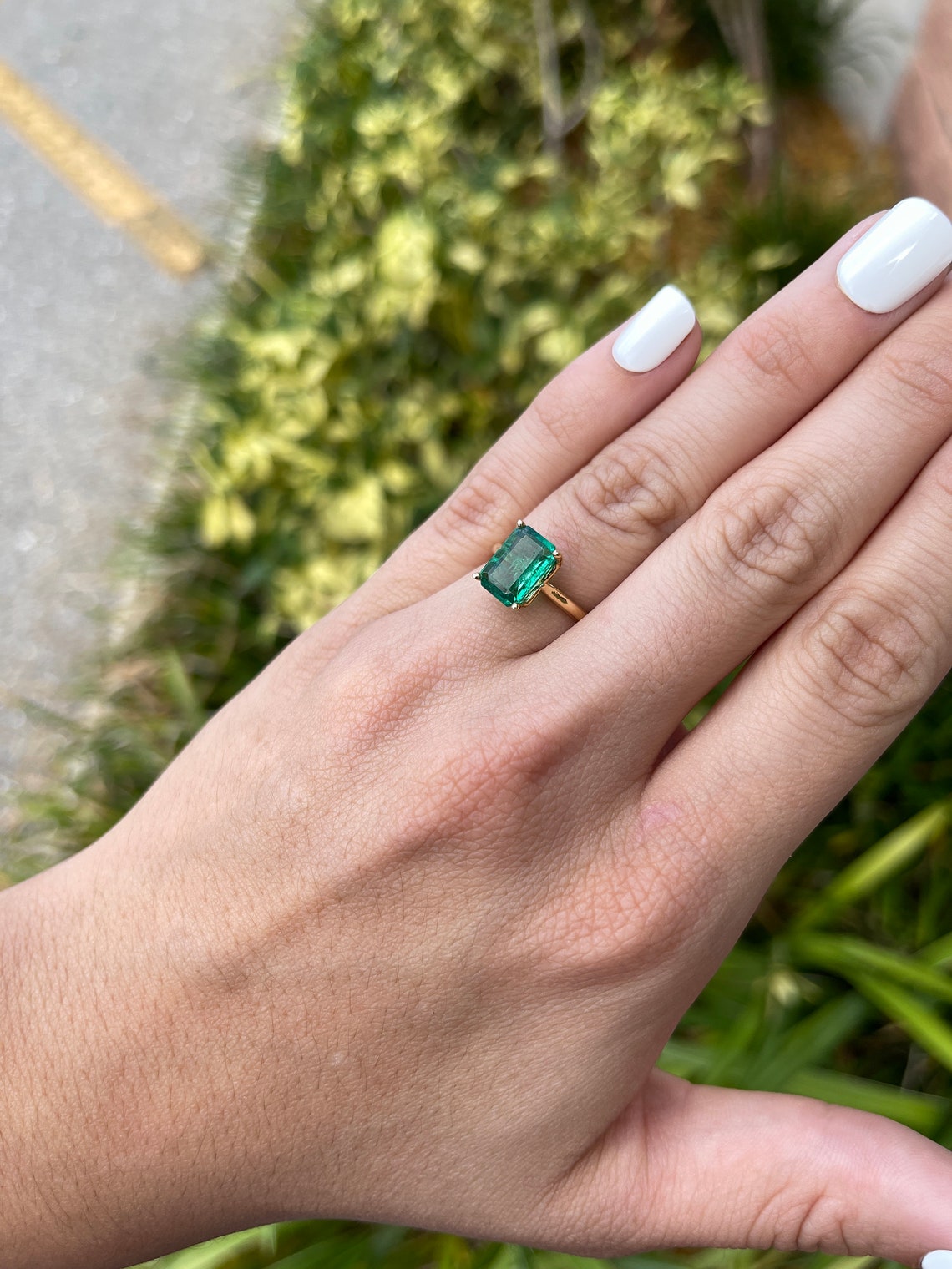 2.80ct 18K Gold Dark Vivid Green Natural Emerald Cut Solitaire Engagement Ring for Women - Perfect for Proposals, Weddings & Anniversary Gifts