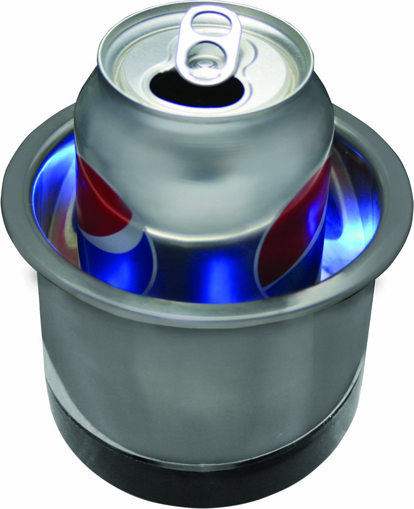 SeaSense Stainless Steel Cup Holder with LED Lights - Car Drink Holder with Bright Illumination for Night Driving, Perfect for Coffee, Soda Cans & Water Bottles