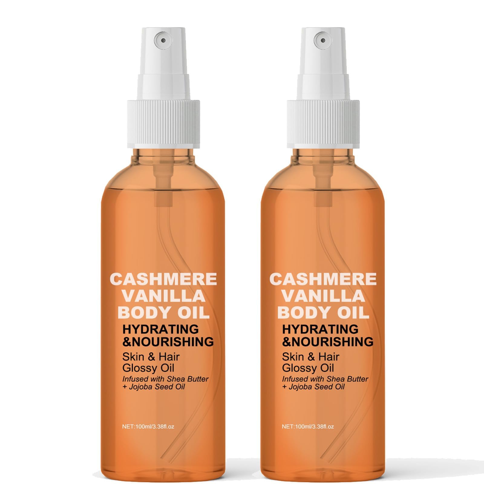 Vanilla Cashmere Body Oil for Dry Skin - Moisturizing & Hydrating Body Lotion with Natural Ingredients - All Skin Types - 2 Pack - Perfect for Massage, Aromatherapy & Daily Skincare Routine