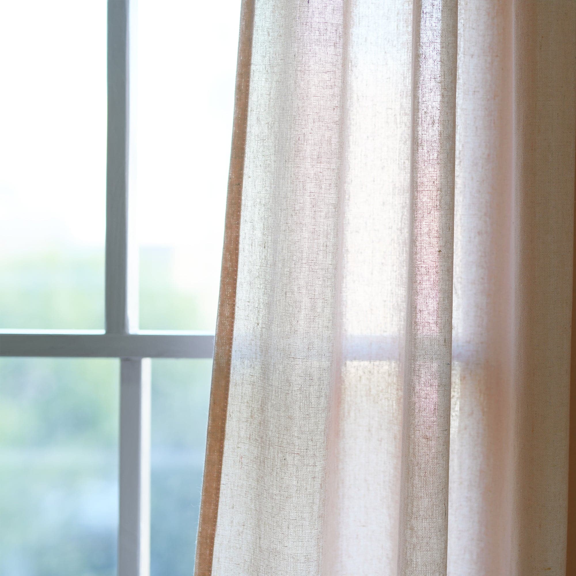 Burlap Knotted Tab Top Window Curtain Panel Set - Natural Linen Textured Room Darkening Drapes for Living Room, Bedroom & Farmhouse Decor